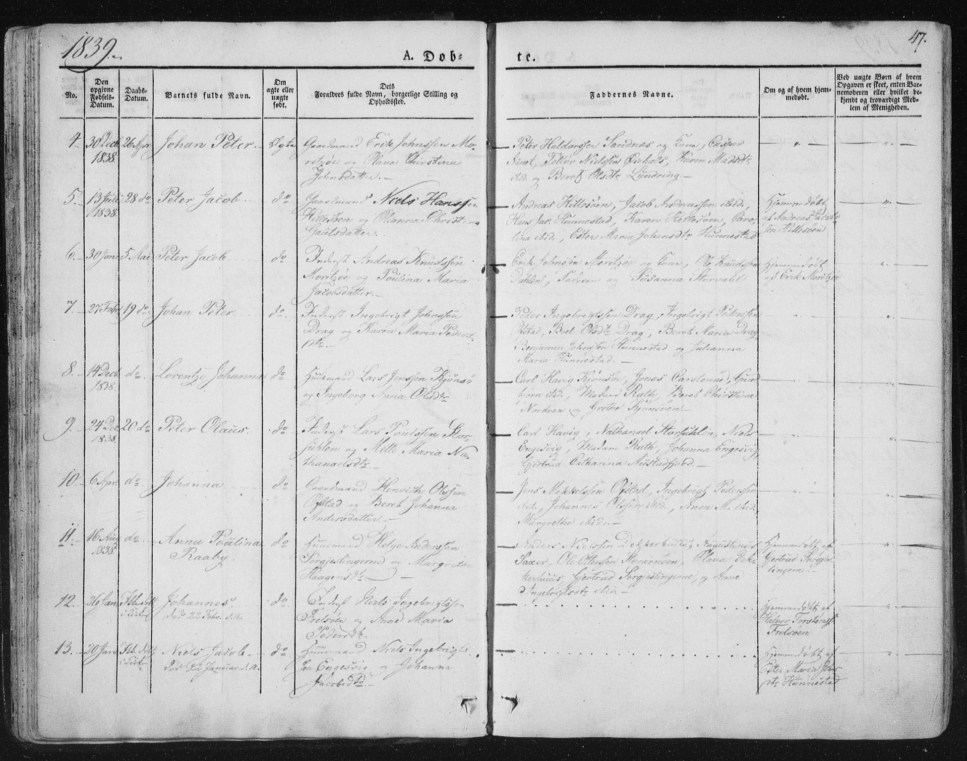 Ministerialprotokoller, klokkerbøker og fødselsregistre - Nord-Trøndelag, SAT/A-1458/784/L0669: Parish register (official) no. 784A04, 1829-1859, p. 47