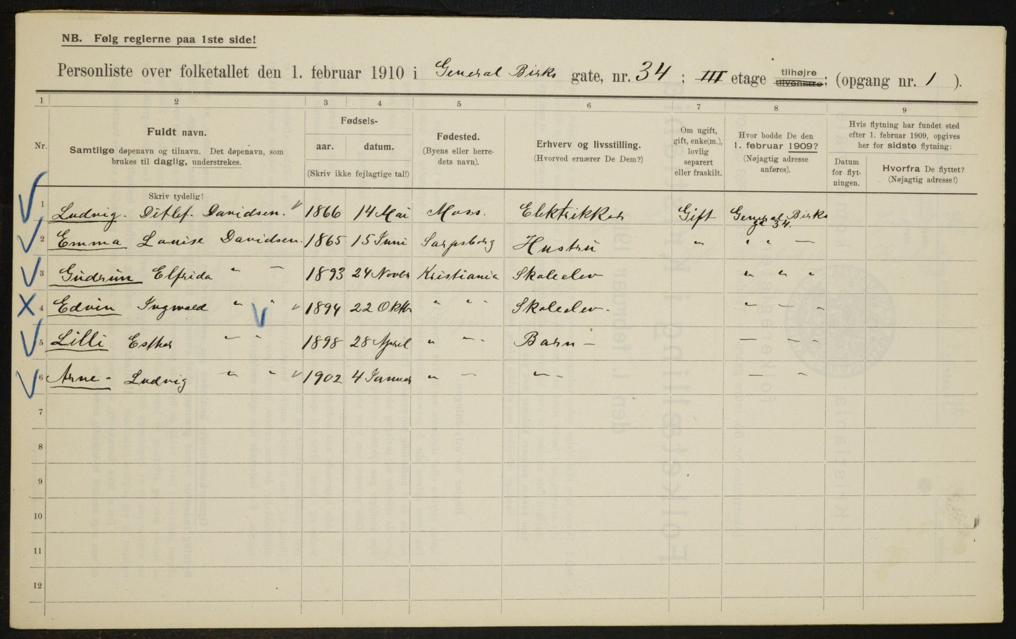 OBA, Municipal Census 1910 for Kristiania, 1910, p. 27738