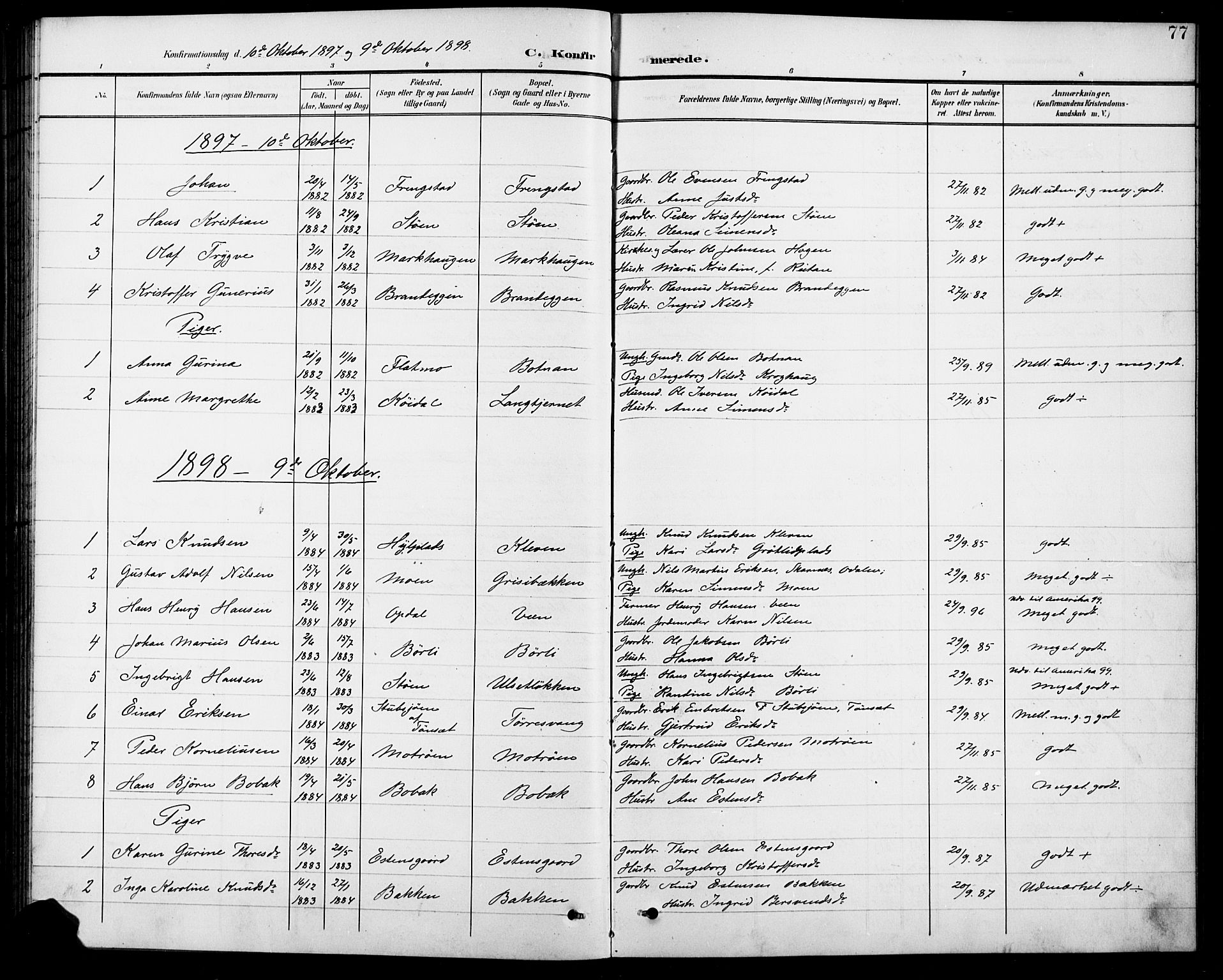 Kvikne prestekontor, SAH/PREST-064/H/Ha/Hab/L0003: Parish register (copy) no. 3, 1896-1918, p. 77