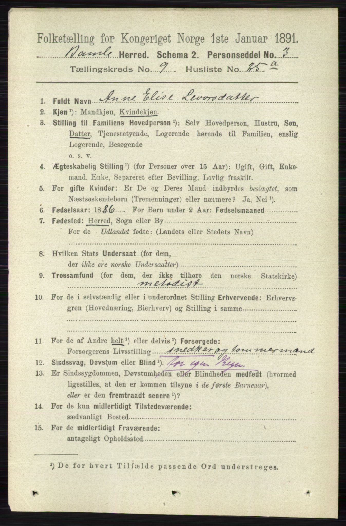 RA, 1891 census for 0814 Bamble, 1891, p. 4363