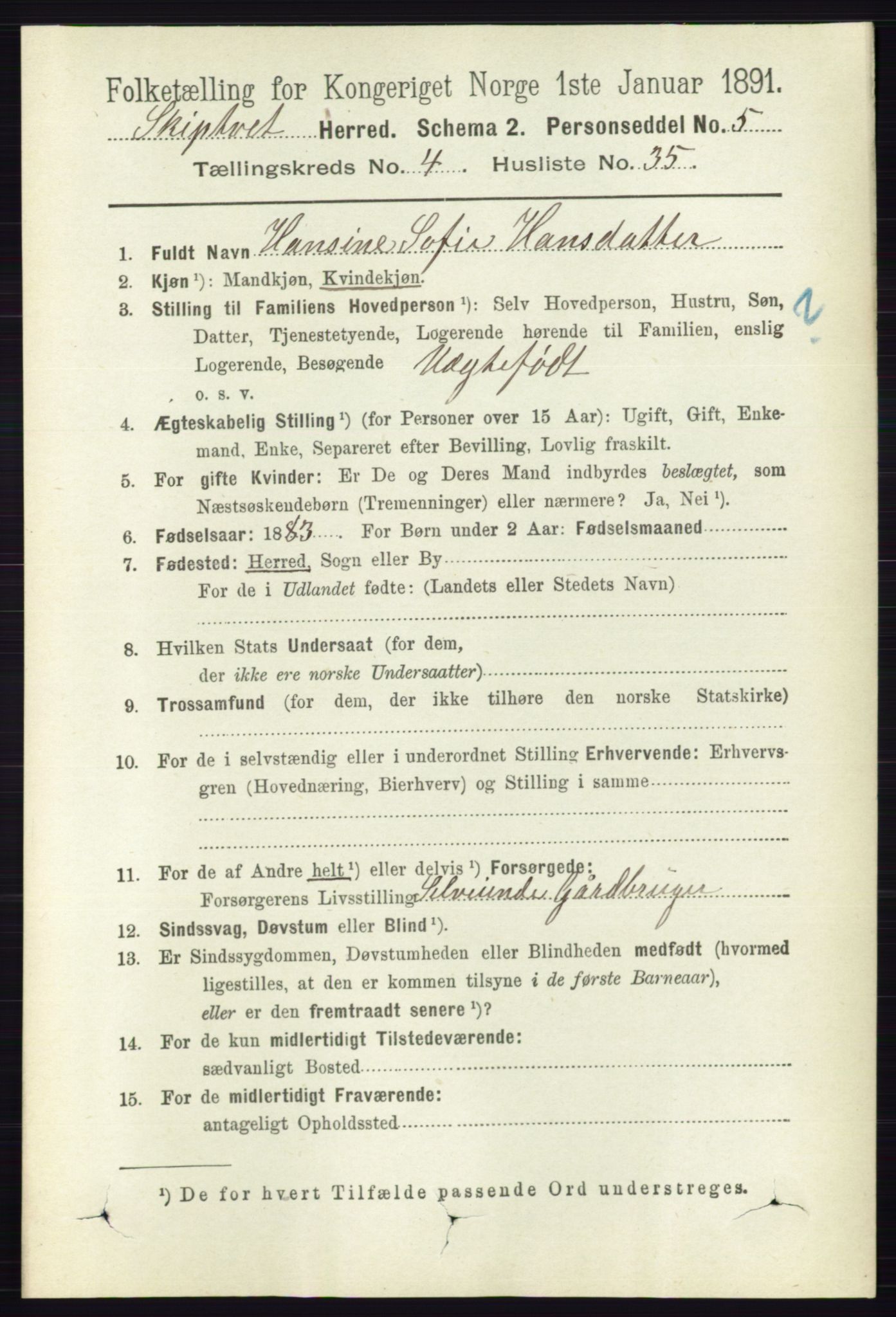 RA, 1891 census for 0127 Skiptvet, 1891, p. 2120