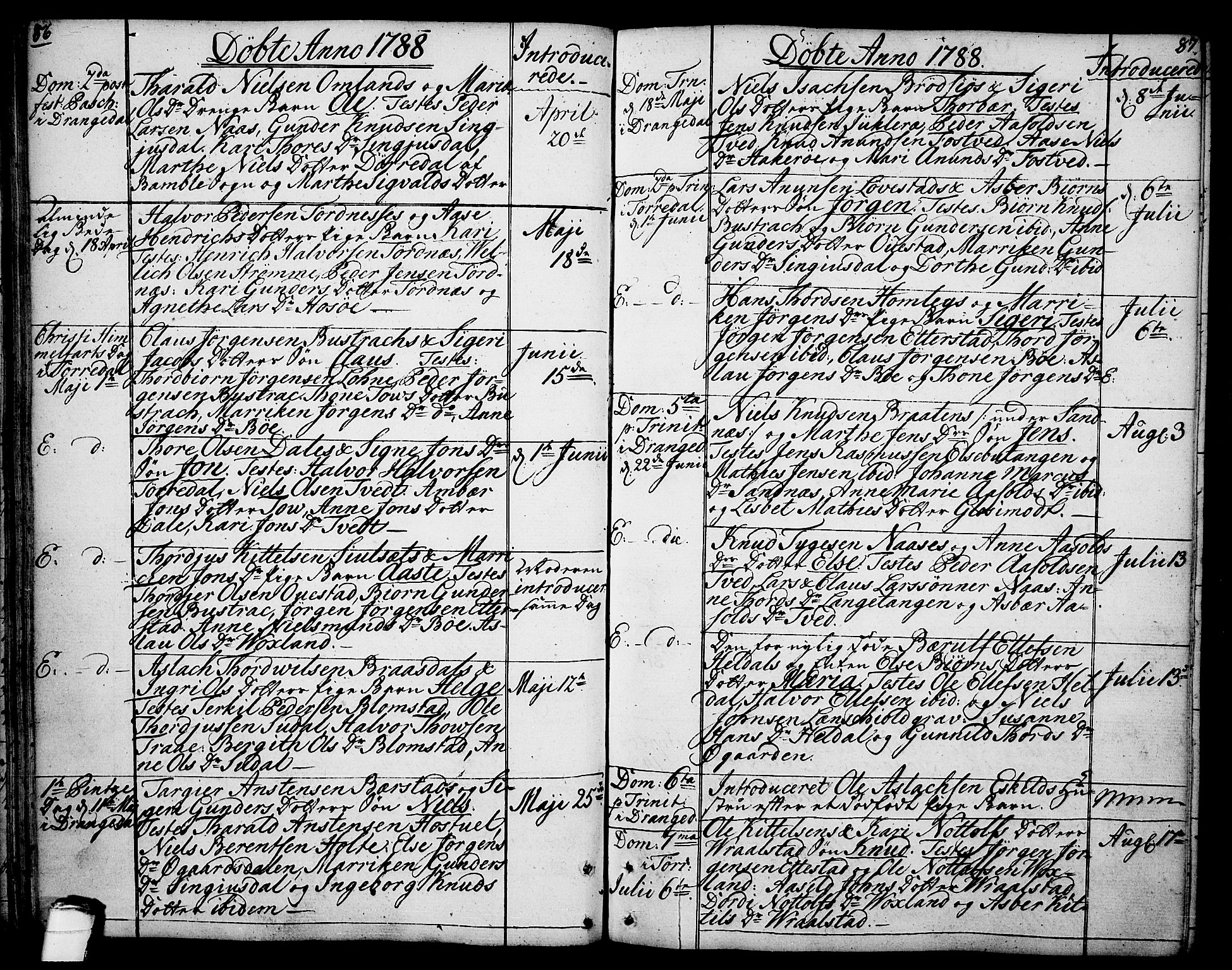 Drangedal kirkebøker, SAKO/A-258/F/Fa/L0003: Parish register (official) no. 3, 1768-1814, p. 86-87