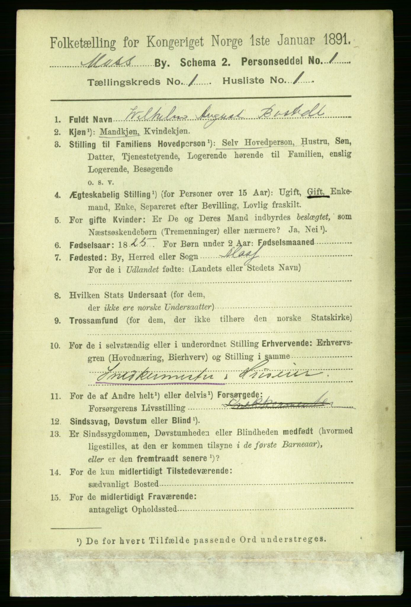 RA, 1891 census for 0104 Moss, 1891, p. 1397