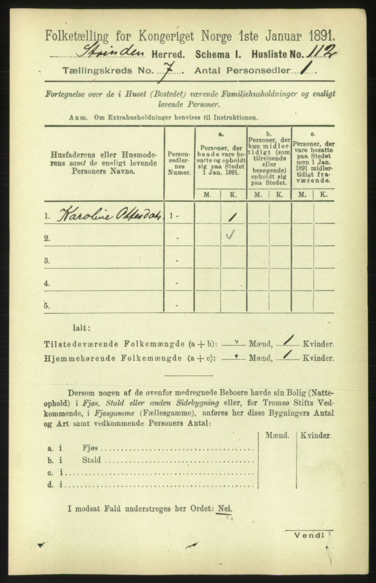 RA, 1891 census for 1660 Strinda, 1891, p. 6254