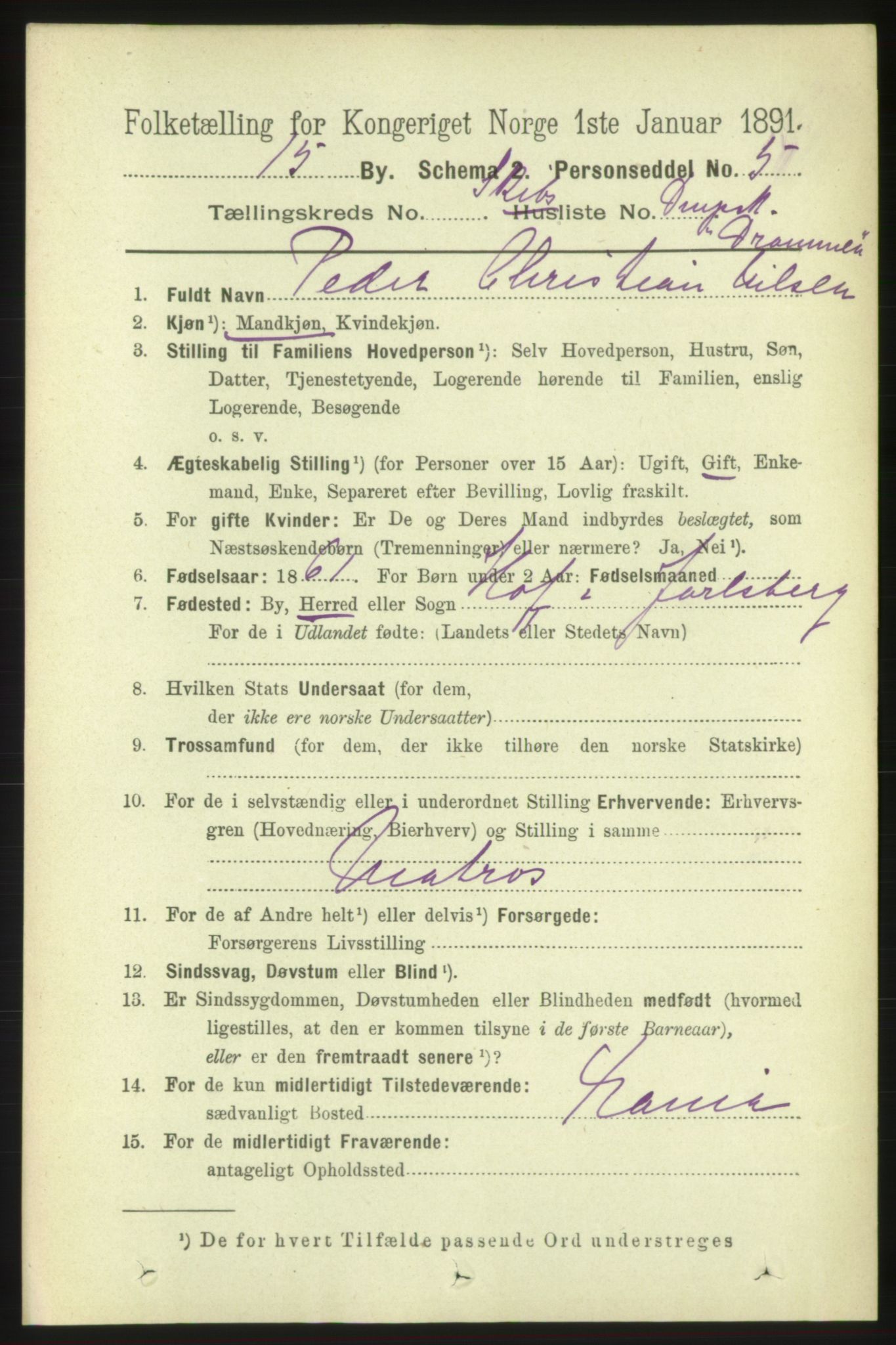 RA, 1891 census for 0602 Drammen, 1891, p. 25641