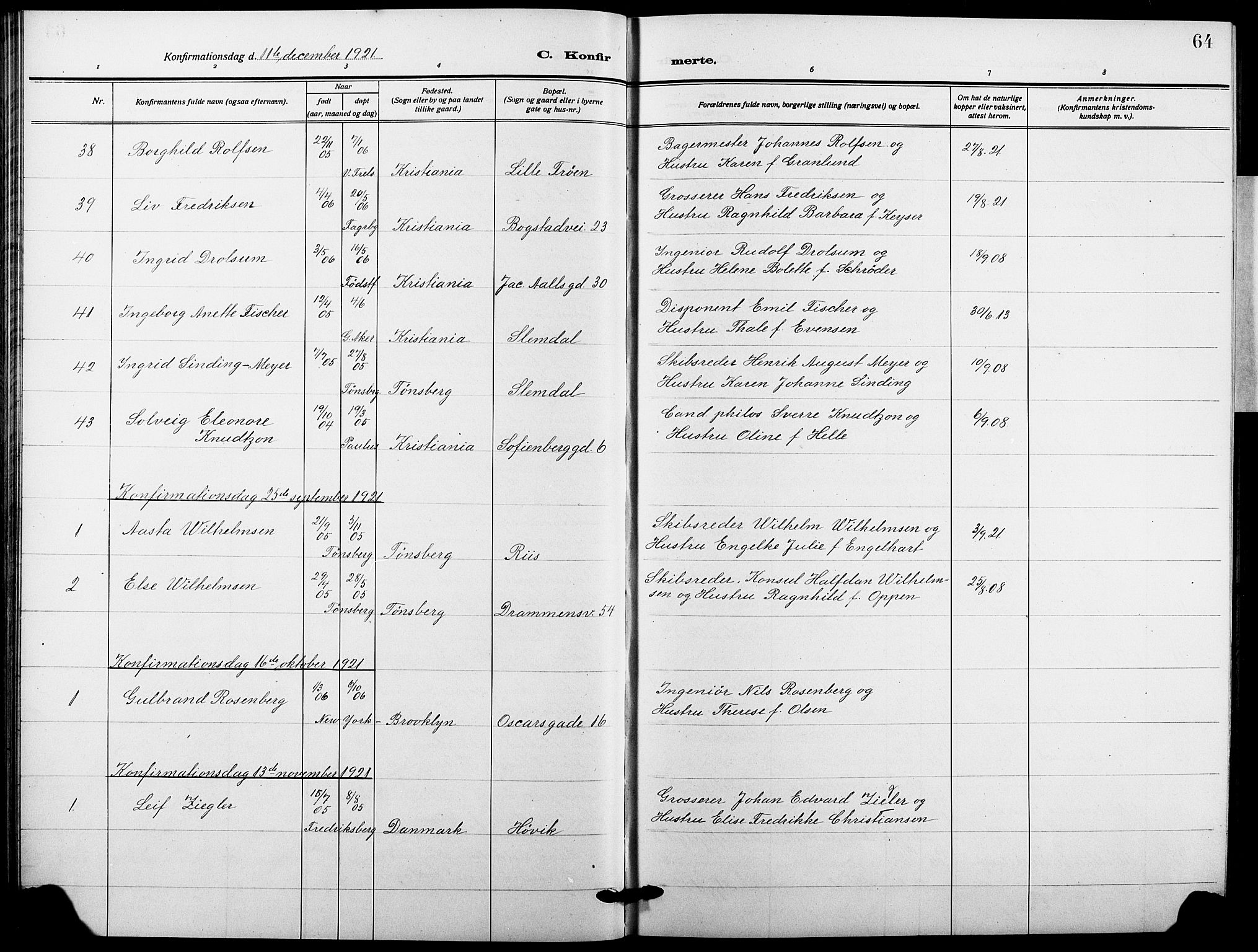 Garnisonsmenigheten Kirkebøker, AV/SAO-A-10846/F/Fa/L0016: Parish register (official) no. 16, 1922-1930, p. 64