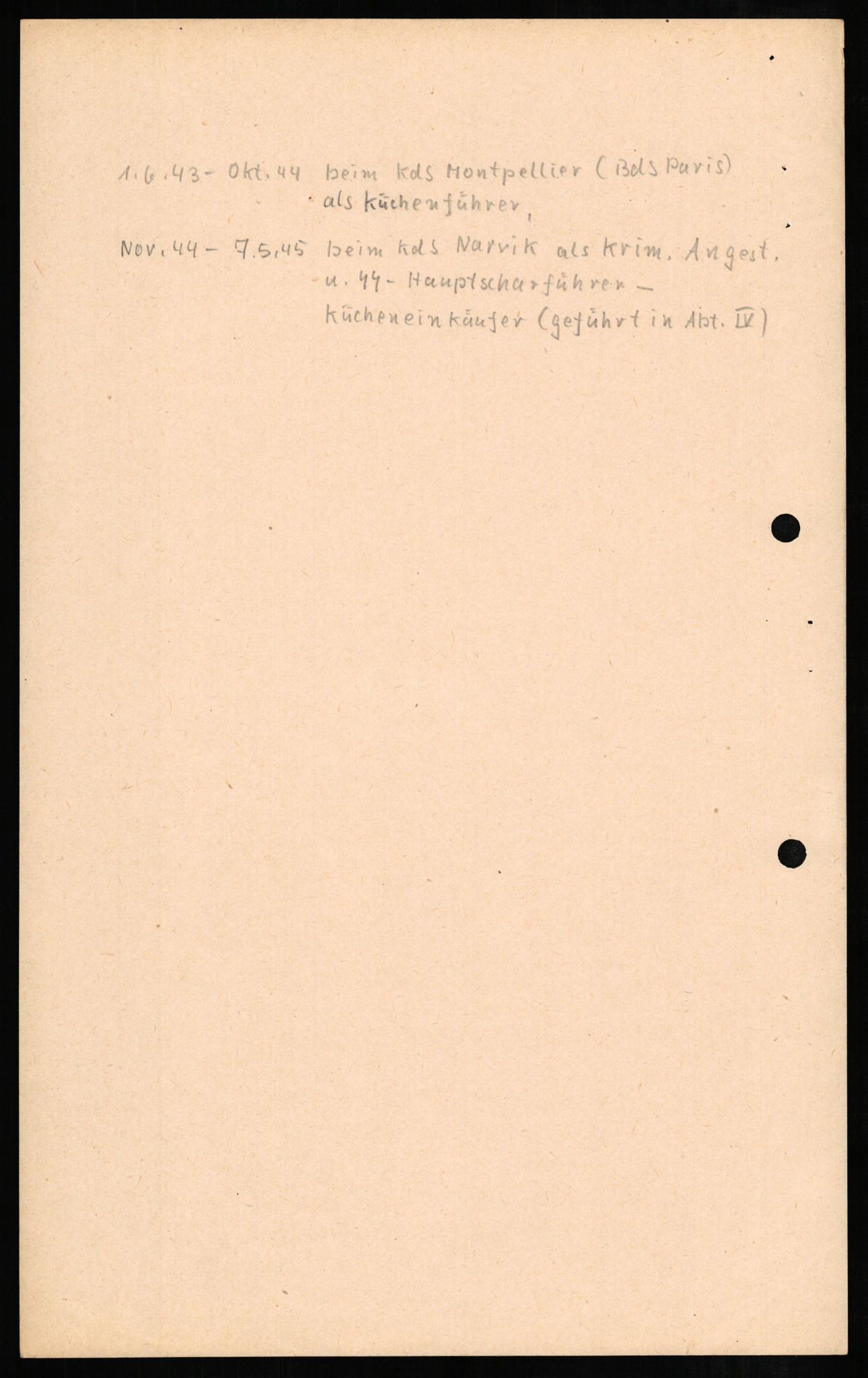 Forsvaret, Forsvarets overkommando II, AV/RA-RAFA-3915/D/Db/L0008: CI Questionaires. Tyske okkupasjonsstyrker i Norge. Tyskere., 1945-1946, p. 337