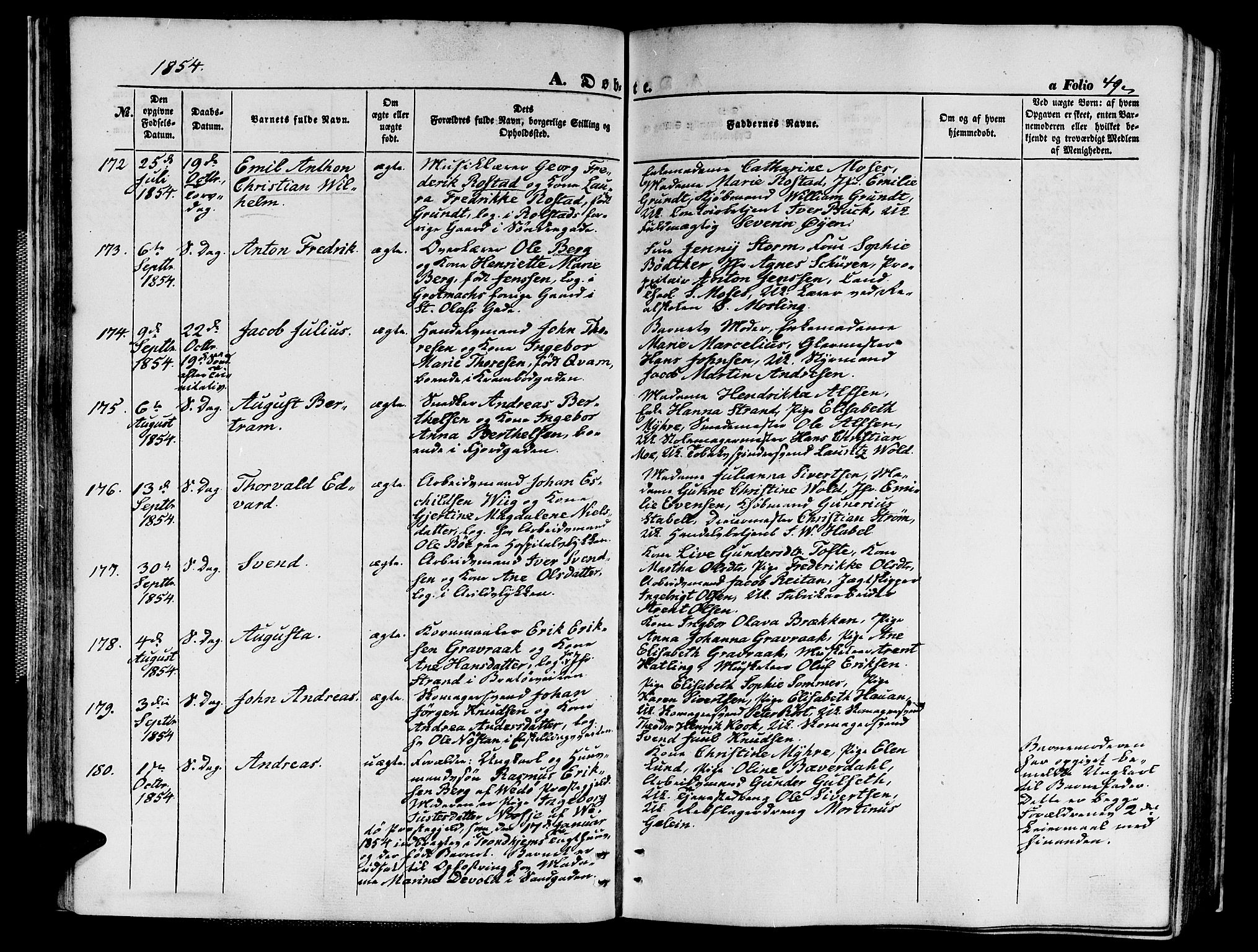 Ministerialprotokoller, klokkerbøker og fødselsregistre - Sør-Trøndelag, SAT/A-1456/602/L0138: Parish register (copy) no. 602C06, 1853-1858, p. 49