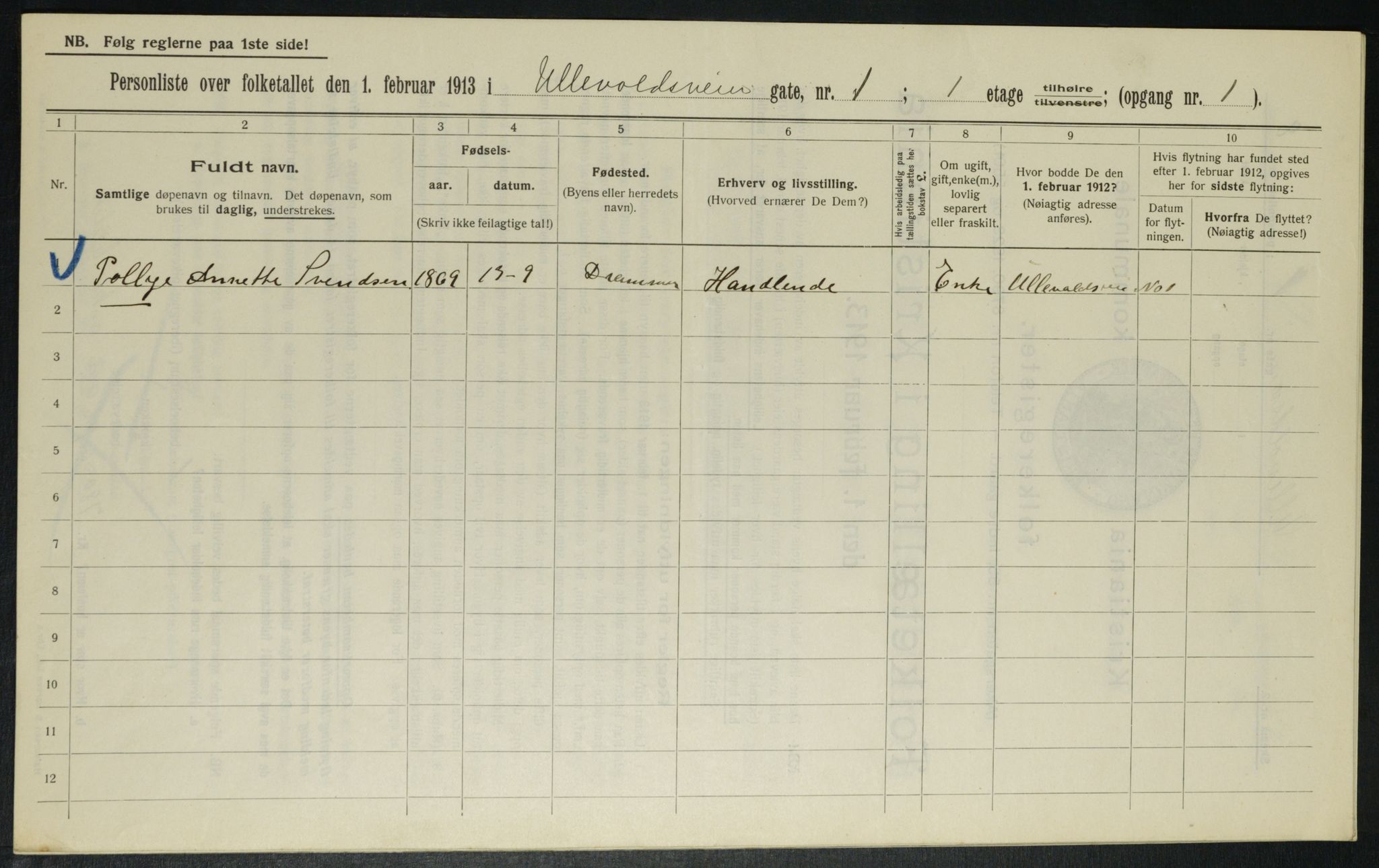 OBA, Municipal Census 1913 for Kristiania, 1913, p. 118790