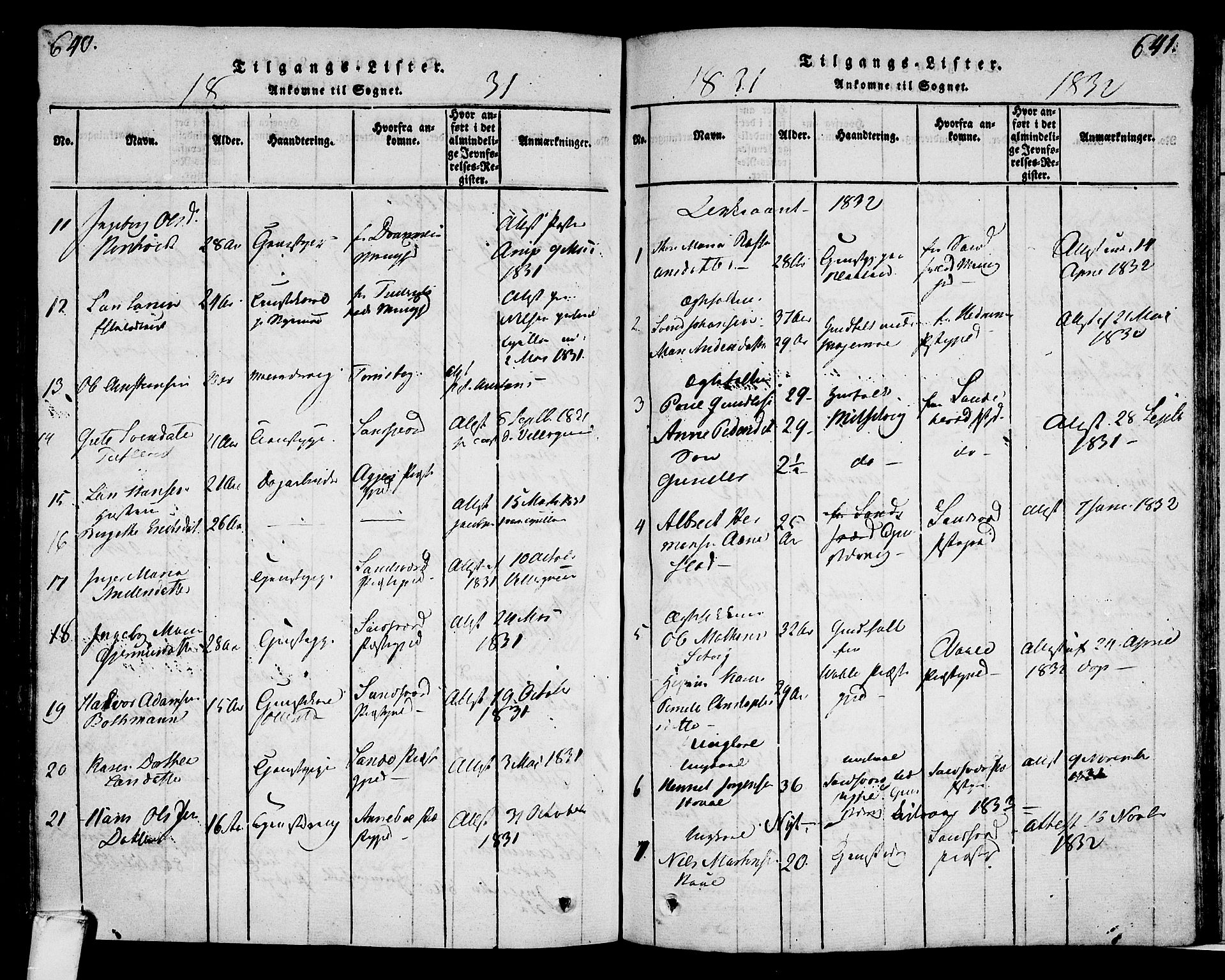 Lardal kirkebøker, AV/SAKO-A-350/F/Fa/L0005: Parish register (official) no. I 5, 1814-1835, p. 640-641