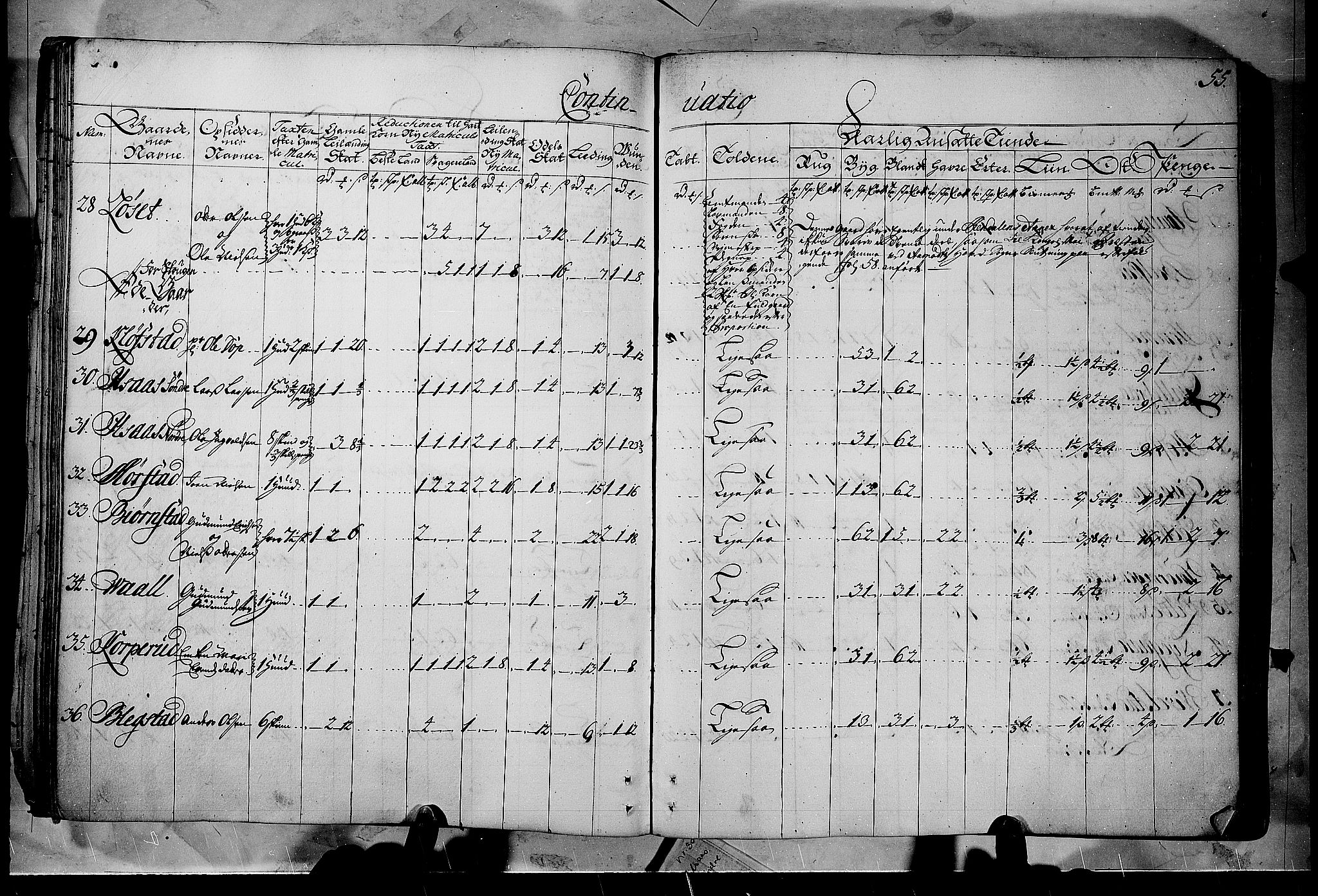 Rentekammeret inntil 1814, Realistisk ordnet avdeling, AV/RA-EA-4070/N/Nb/Nbf/L0102: Solør, Østerdalen og Odal matrikkelprotokoll, 1723, p. 54b-55a