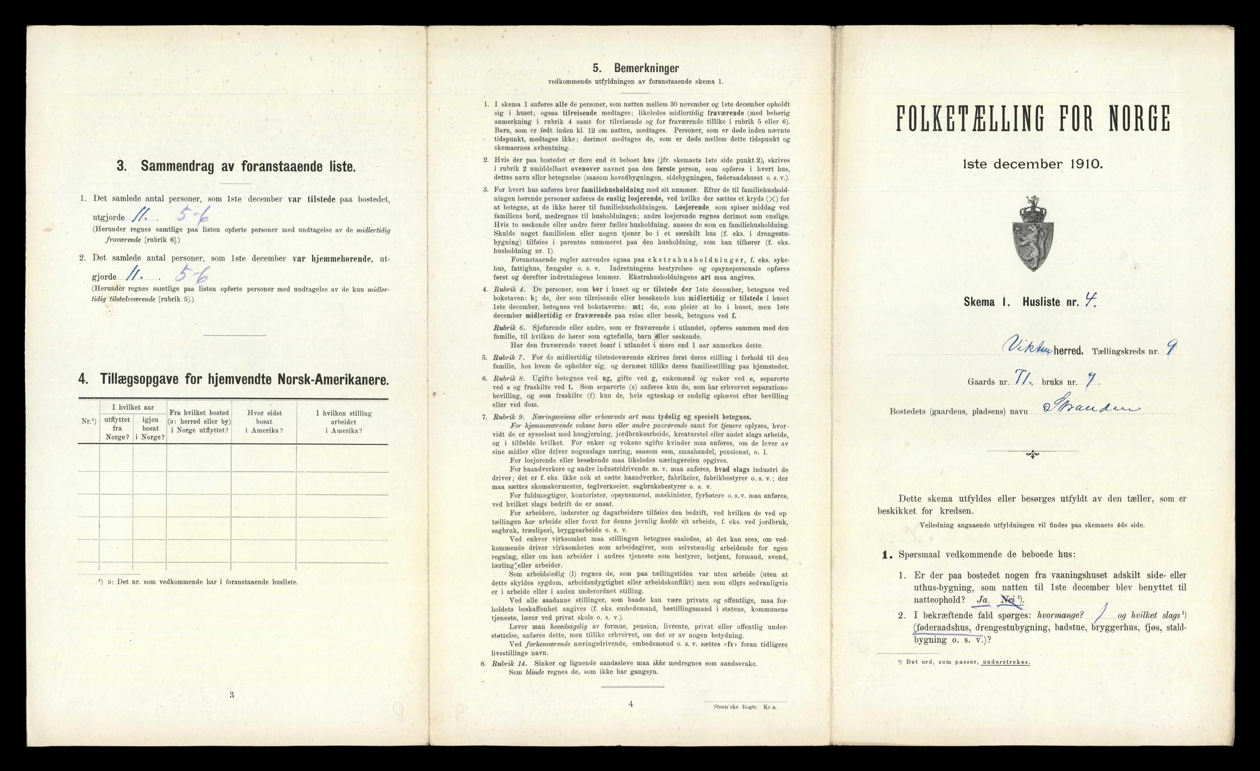 RA, 1910 census for Vikna, 1910, p. 793