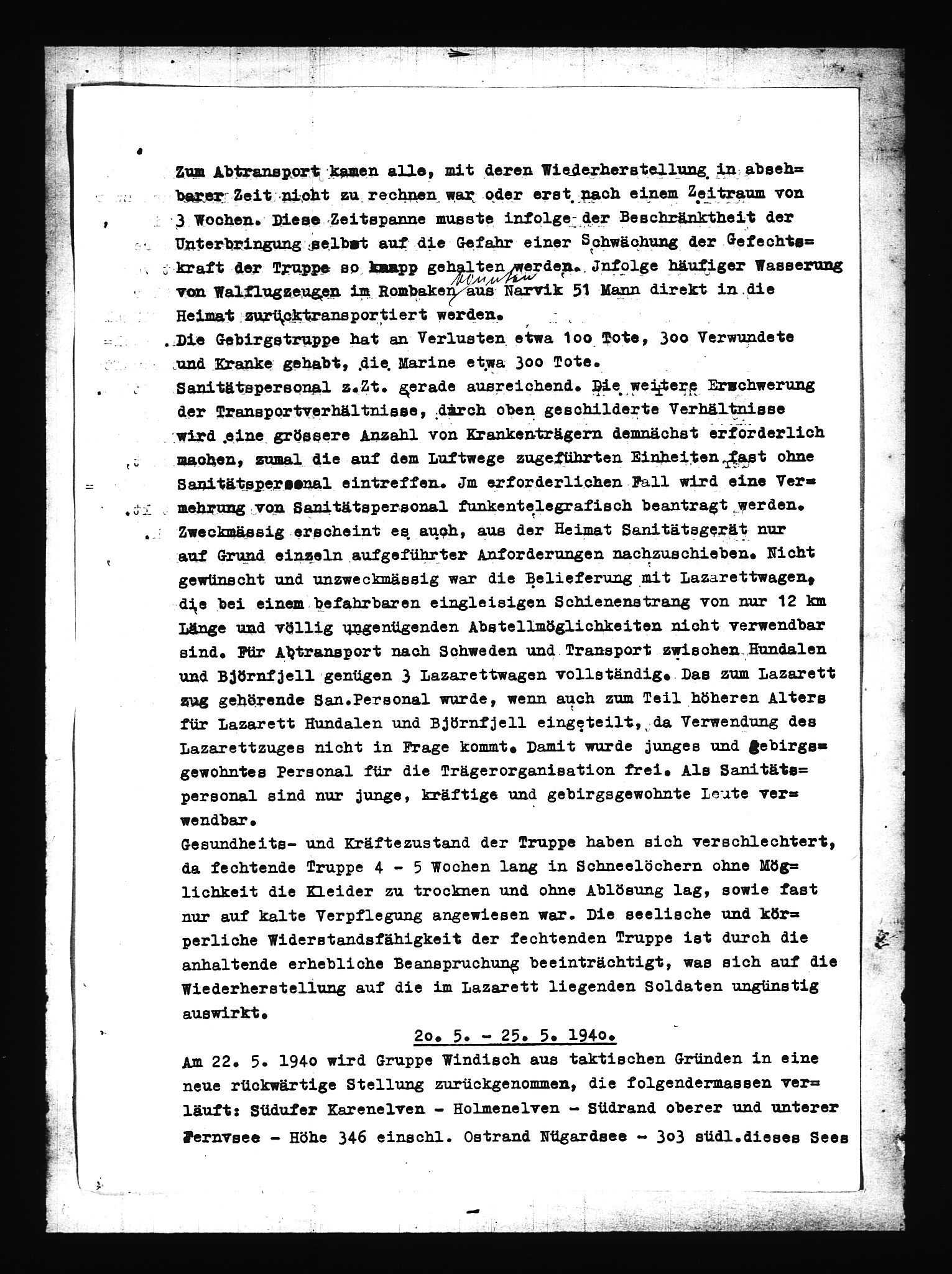 Documents Section, AV/RA-RAFA-2200/V/L0086: Amerikansk mikrofilm "Captured German Documents".
Box No. 725.  FKA jnr. 601/1954., 1940, p. 396