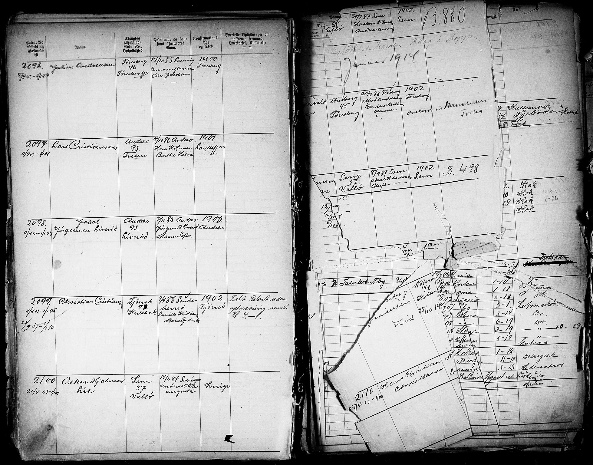 Tønsberg innrulleringskontor, AV/SAKO-A-786/F/Fb/L0004: Annotasjonsrulle Patent nr. 1-2400, 1892-1904, p. 391