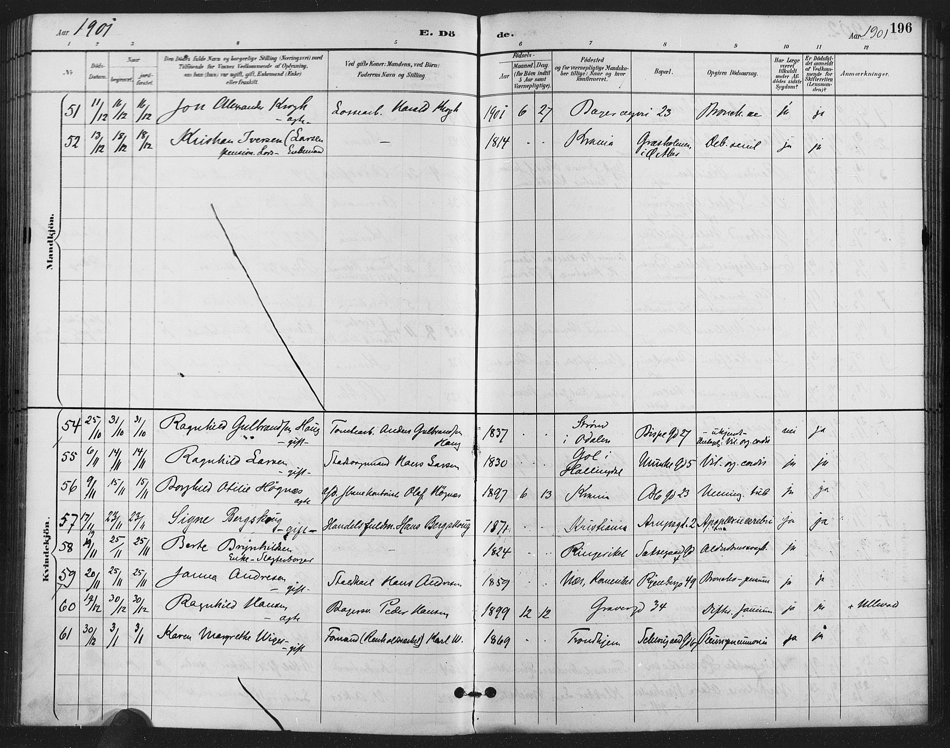 Gamlebyen prestekontor Kirkebøker, SAO/A-10884/F/Fa/L0009: Parish register (official) no. 9, 1888-1909, p. 196
