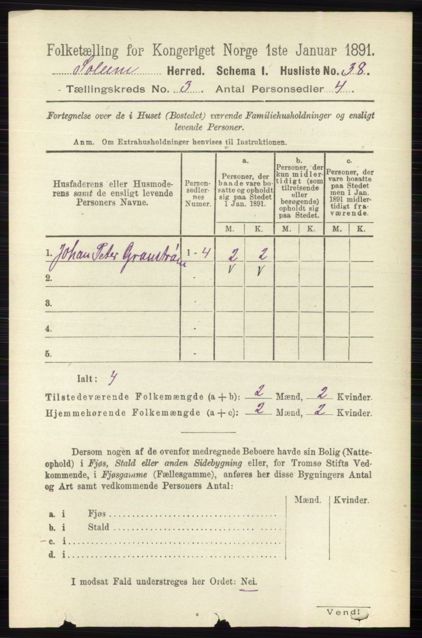 RA, 1891 census for 0818 Solum, 1891, p. 342