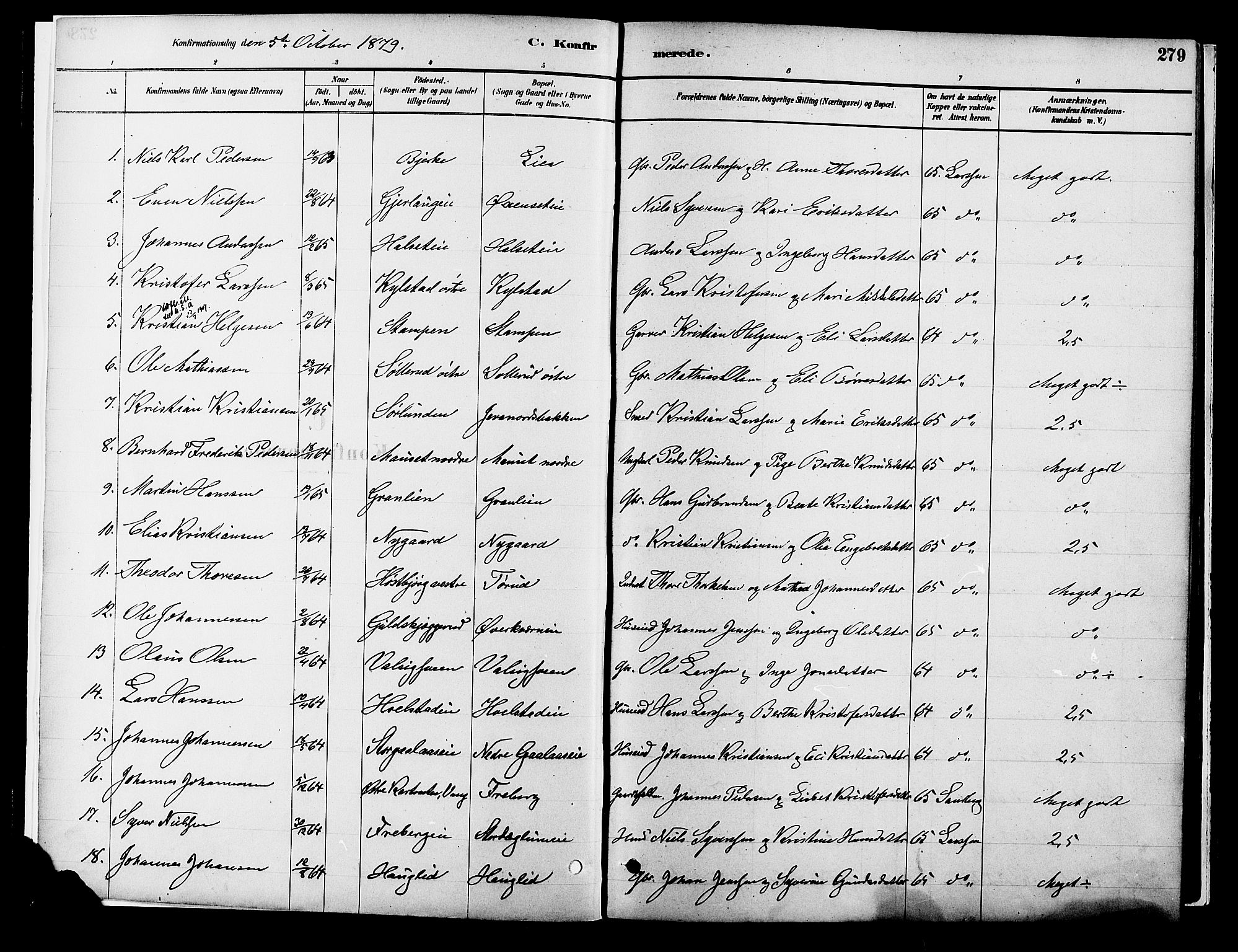 Vang prestekontor, Hedmark, AV/SAH-PREST-008/H/Ha/Haa/L0018B: Parish register (official) no. 18B, 1880-1906, p. 279