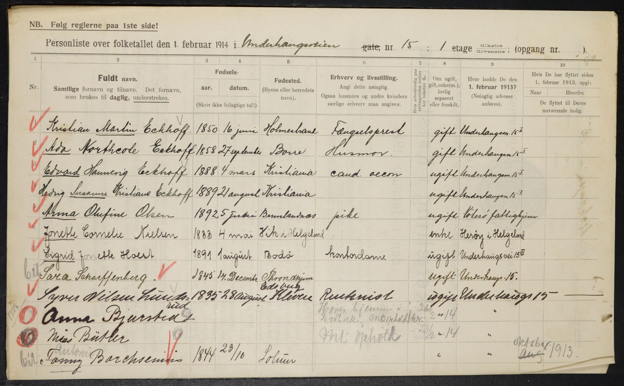 OBA, Municipal Census 1914 for Kristiania, 1914, p. 120960