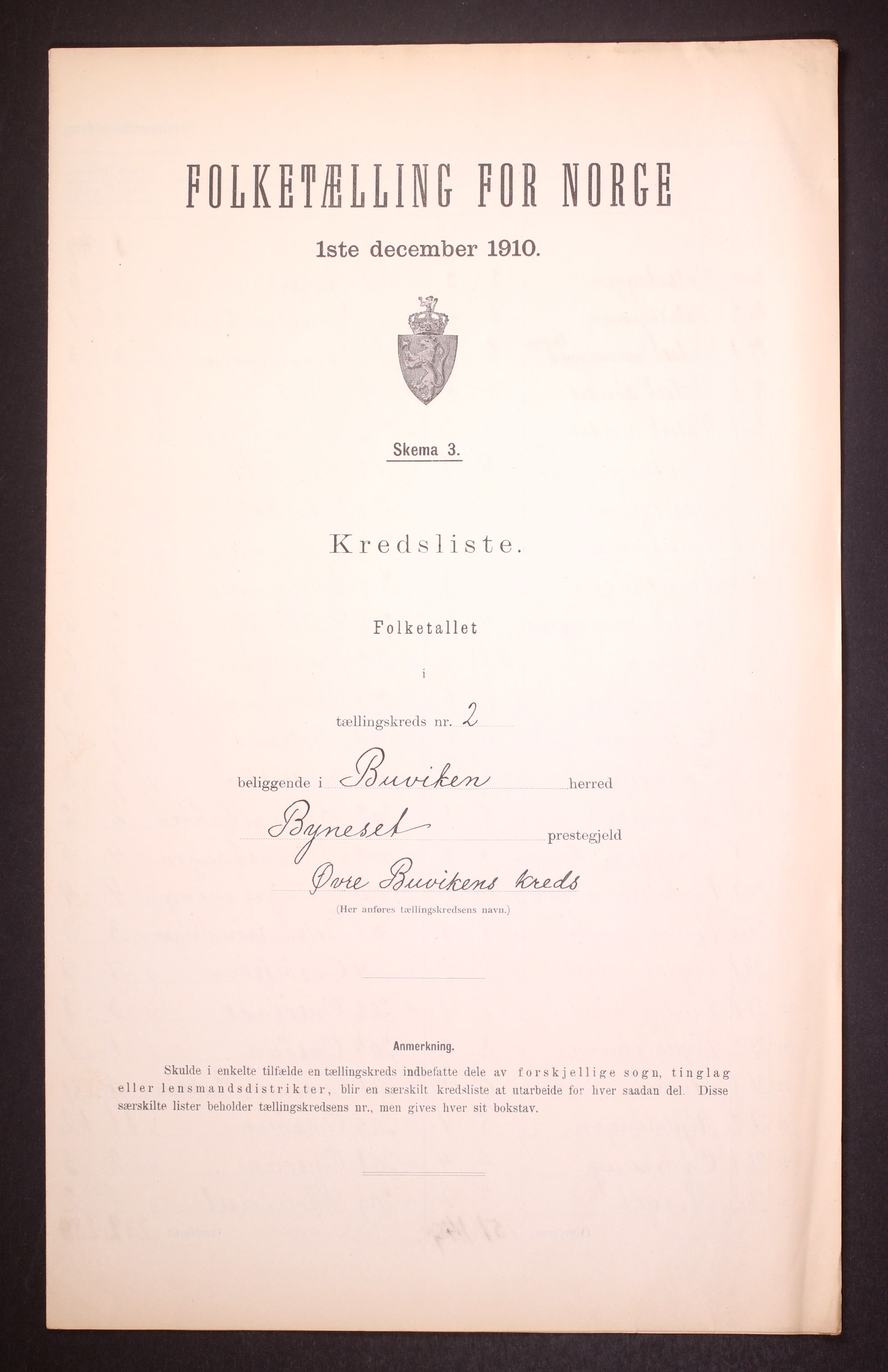 RA, 1910 census for Buvik, 1910, p. 6