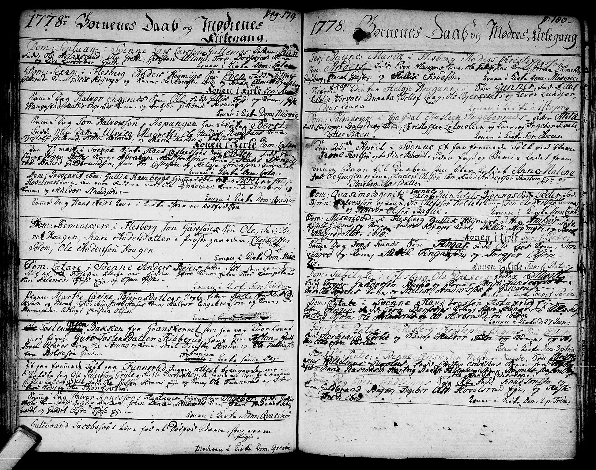 Flesberg kirkebøker, AV/SAKO-A-18/F/Fa/L0003: Parish register (official) no. I 3, 1748-1790, p. 179-180