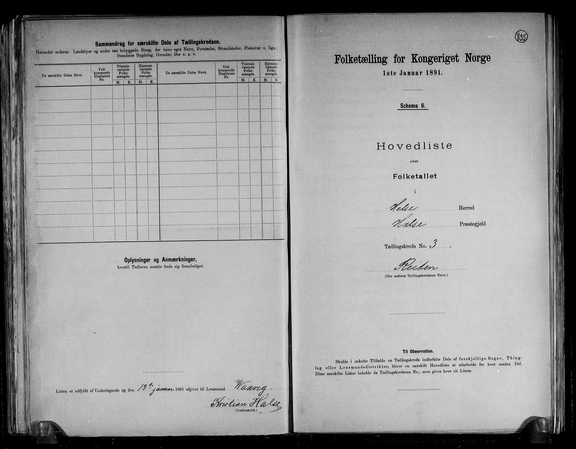 RA, 1891 census for 1571 Halsa, 1891, p. 13