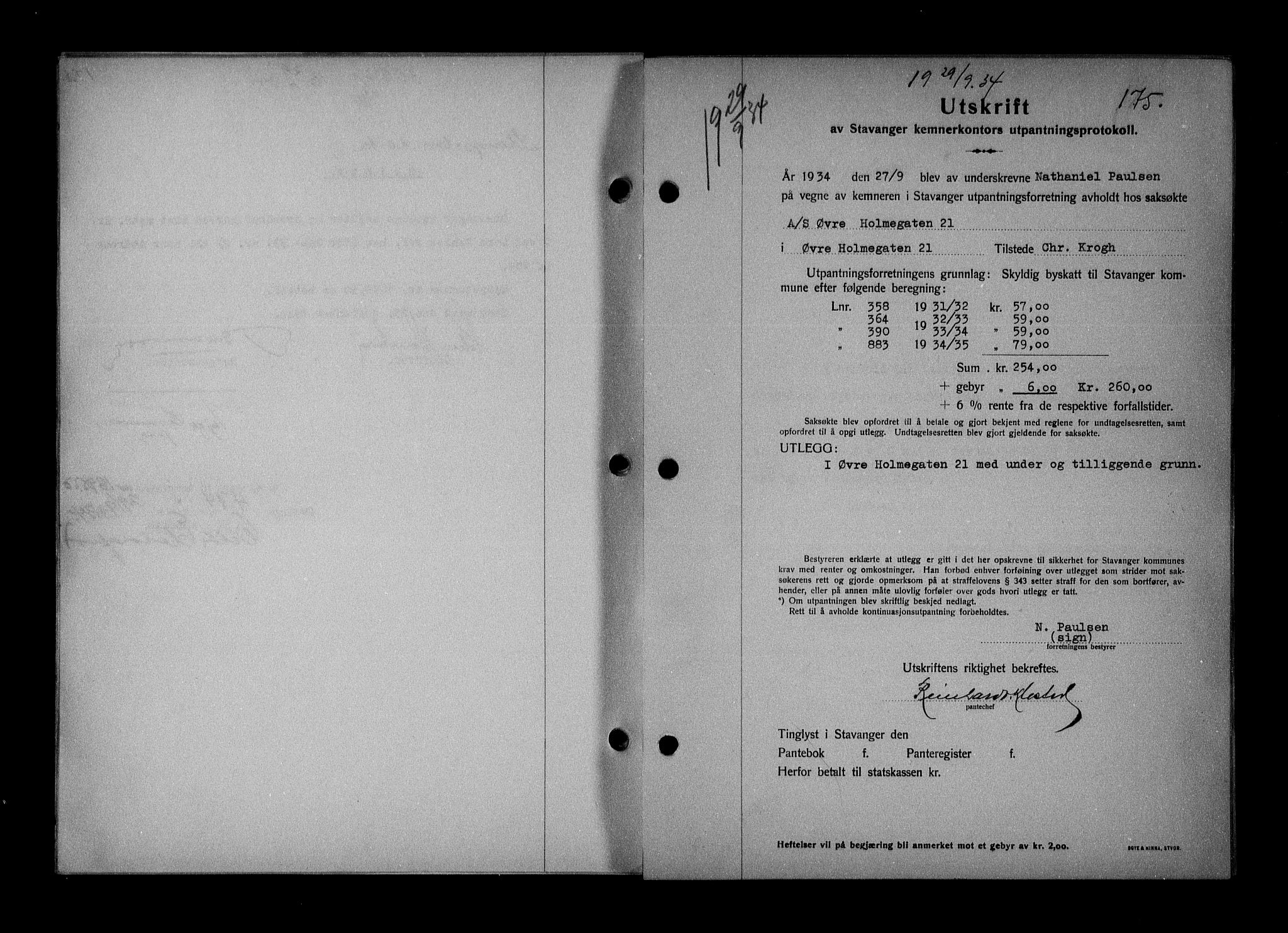 Stavanger byrett, AV/SAST-A-100455/001/4/41/410BB/L0007: Mortgage book no. 57, 1934-1934, Deed date: 29.09.1934