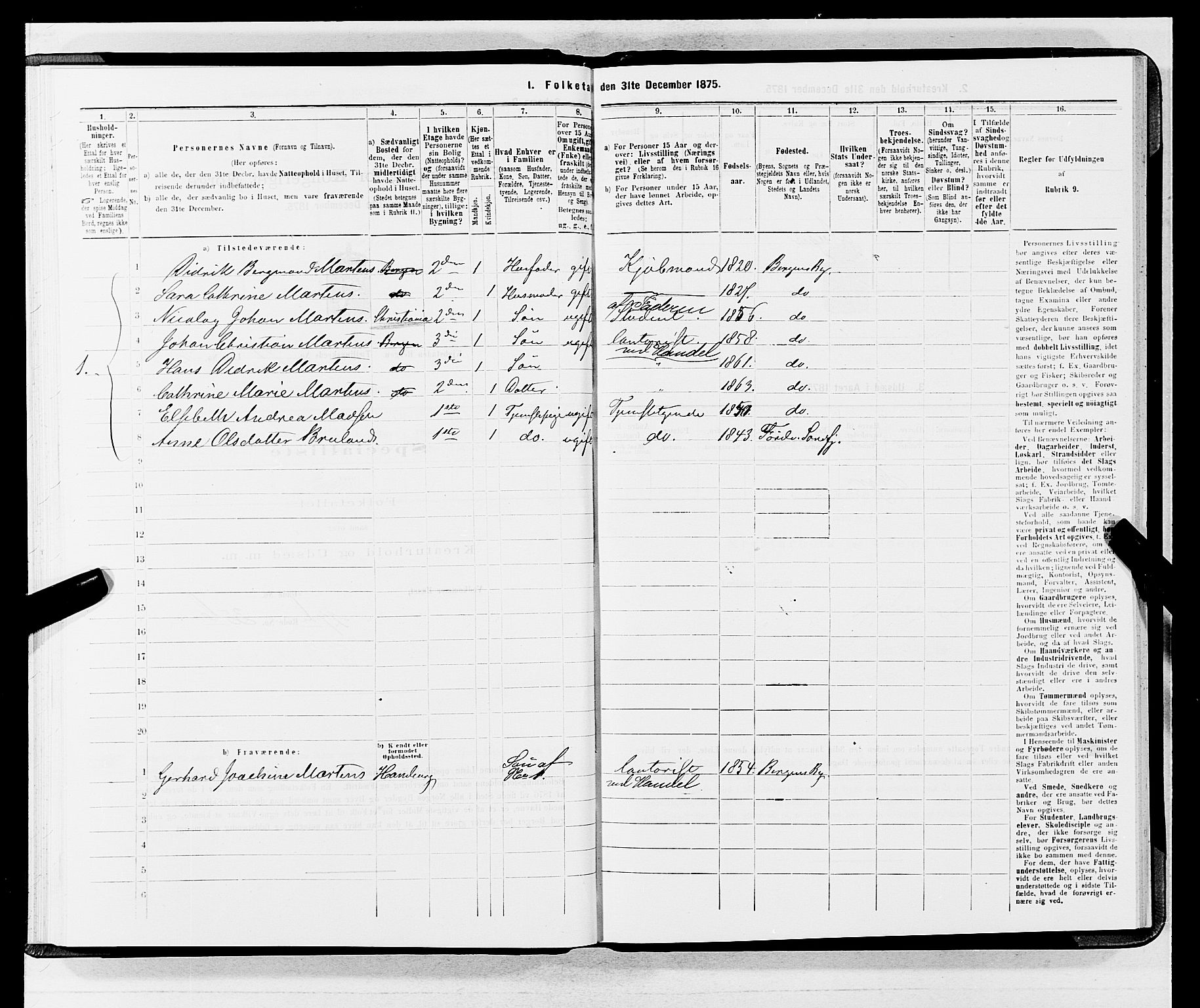 SAB, 1875 census for 1301 Bergen, 1875, p. 3820