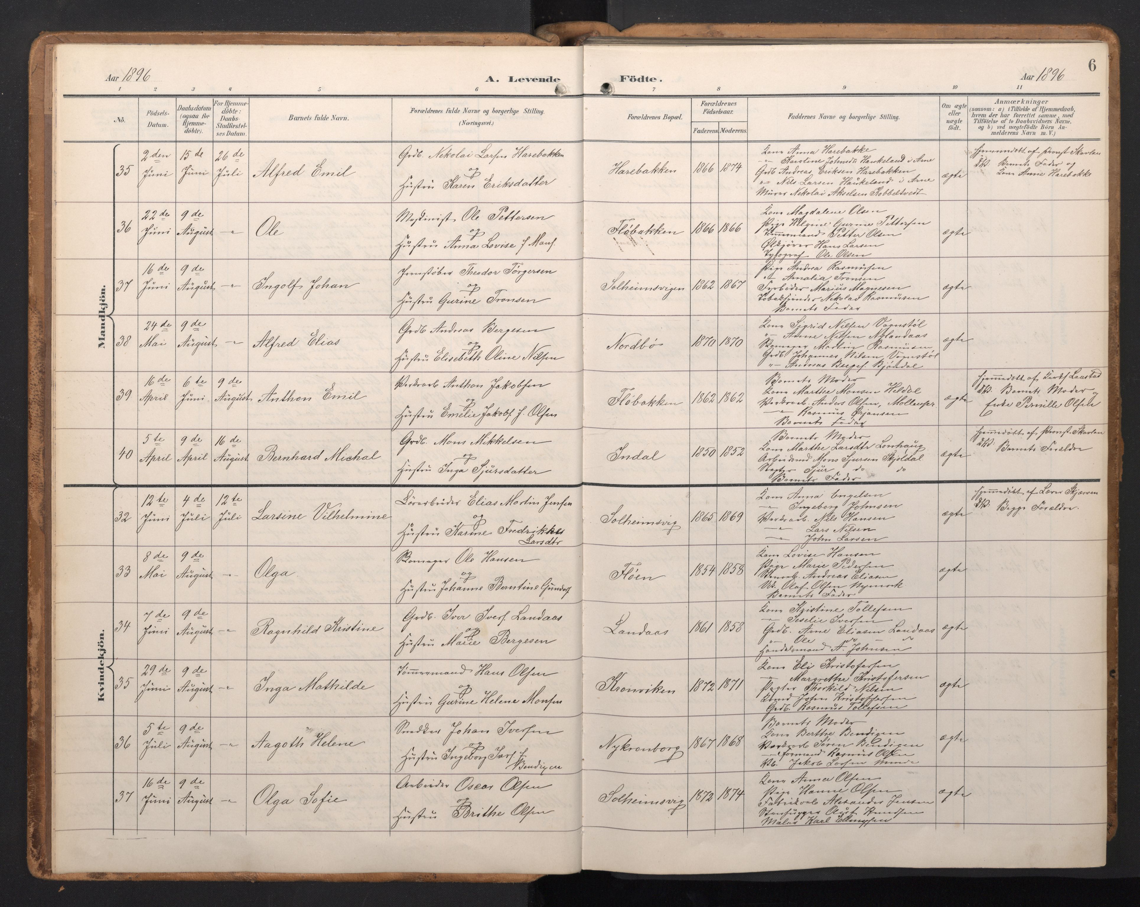 Årstad Sokneprestembete, AV/SAB-A-79301/H/Hab/L0002: Parish register (copy) no. A 2, 1896-1912, p. 5b-6a