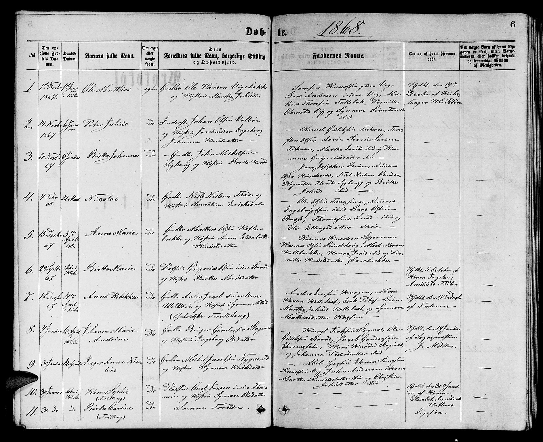 Ministerialprotokoller, klokkerbøker og fødselsregistre - Møre og Romsdal, SAT/A-1454/501/L0016: Parish register (copy) no. 501C02, 1868-1884, p. 6