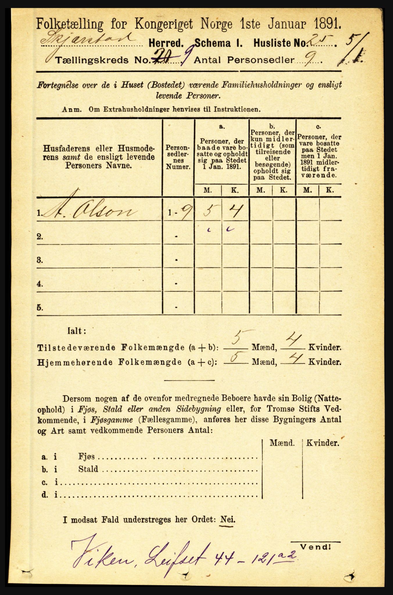 RA, 1891 census for 1842 Skjerstad, 1891, p. 3317