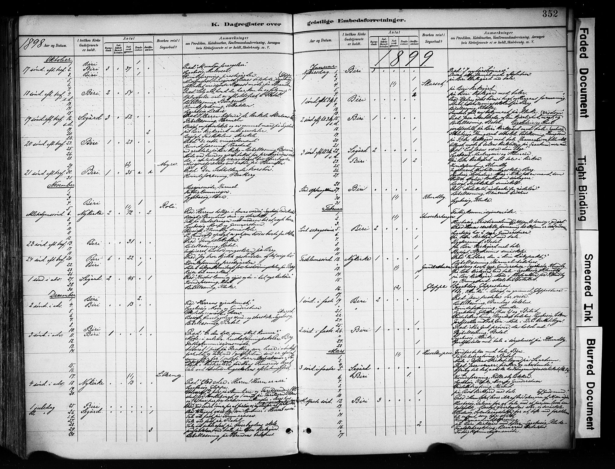 Biri prestekontor, SAH/PREST-096/H/Ha/Haa/L0009: Parish register (official) no. 9, 1887-1900, p. 352