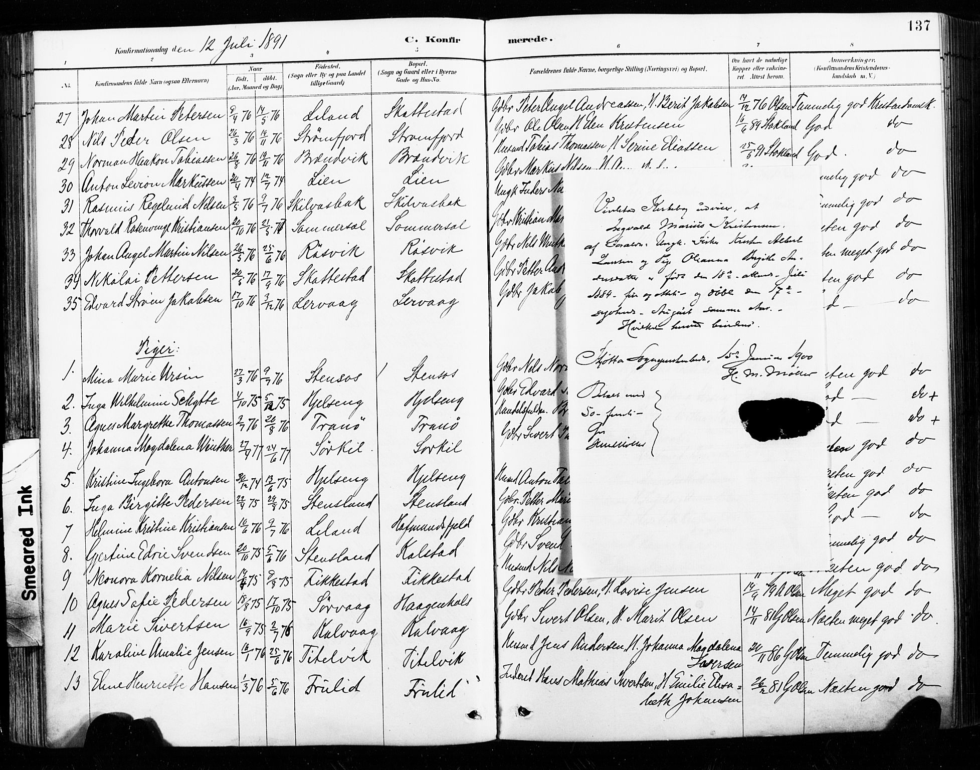 Ministerialprotokoller, klokkerbøker og fødselsregistre - Nordland, SAT/A-1459/859/L0847: Parish register (official) no. 859A07, 1890-1899