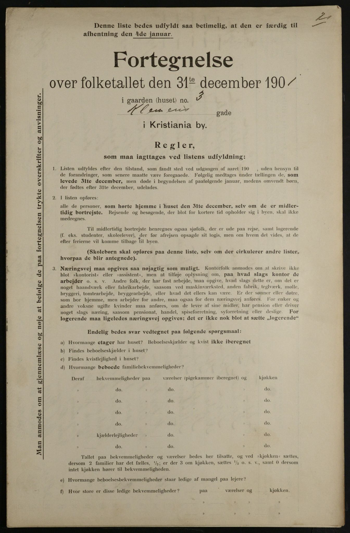 OBA, Municipal Census 1901 for Kristiania, 1901, p. 2086