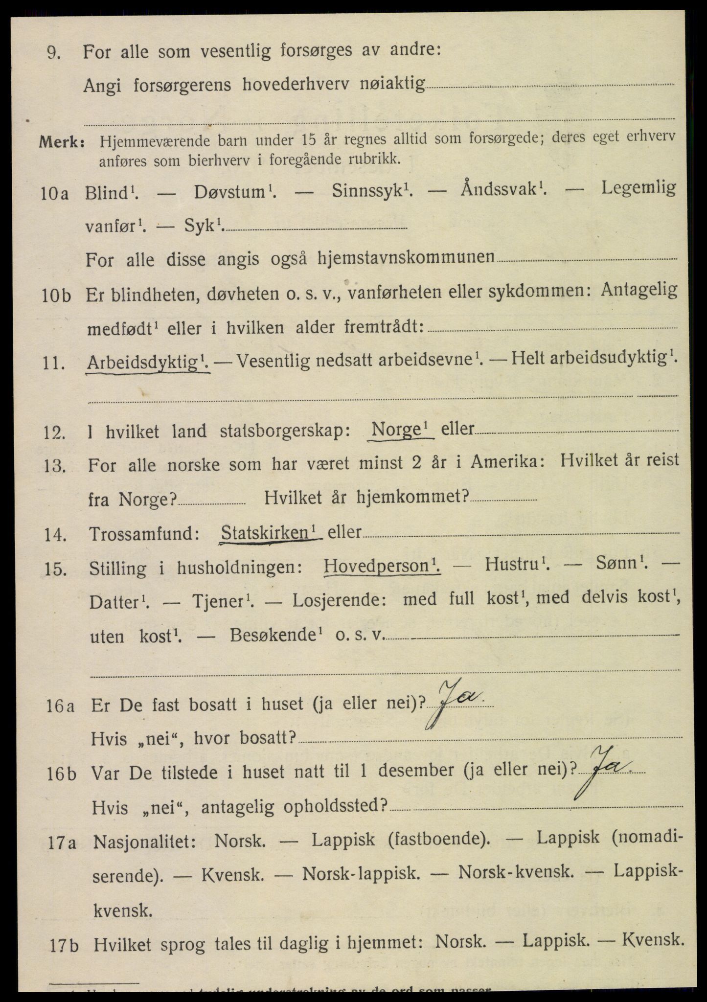 SAT, 1920 census for Vefsn, 1920, p. 6896