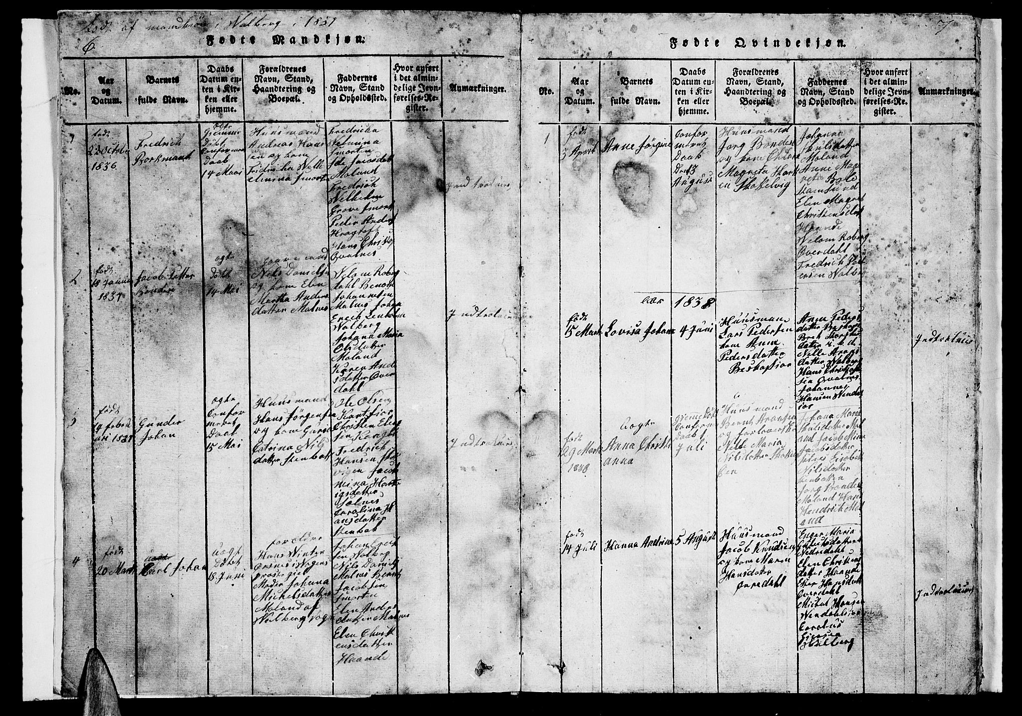 Ministerialprotokoller, klokkerbøker og fødselsregistre - Nordland, SAT/A-1459/884/L1195: Parish register (copy) no. 884C01, 1837-1867, p. 6-7