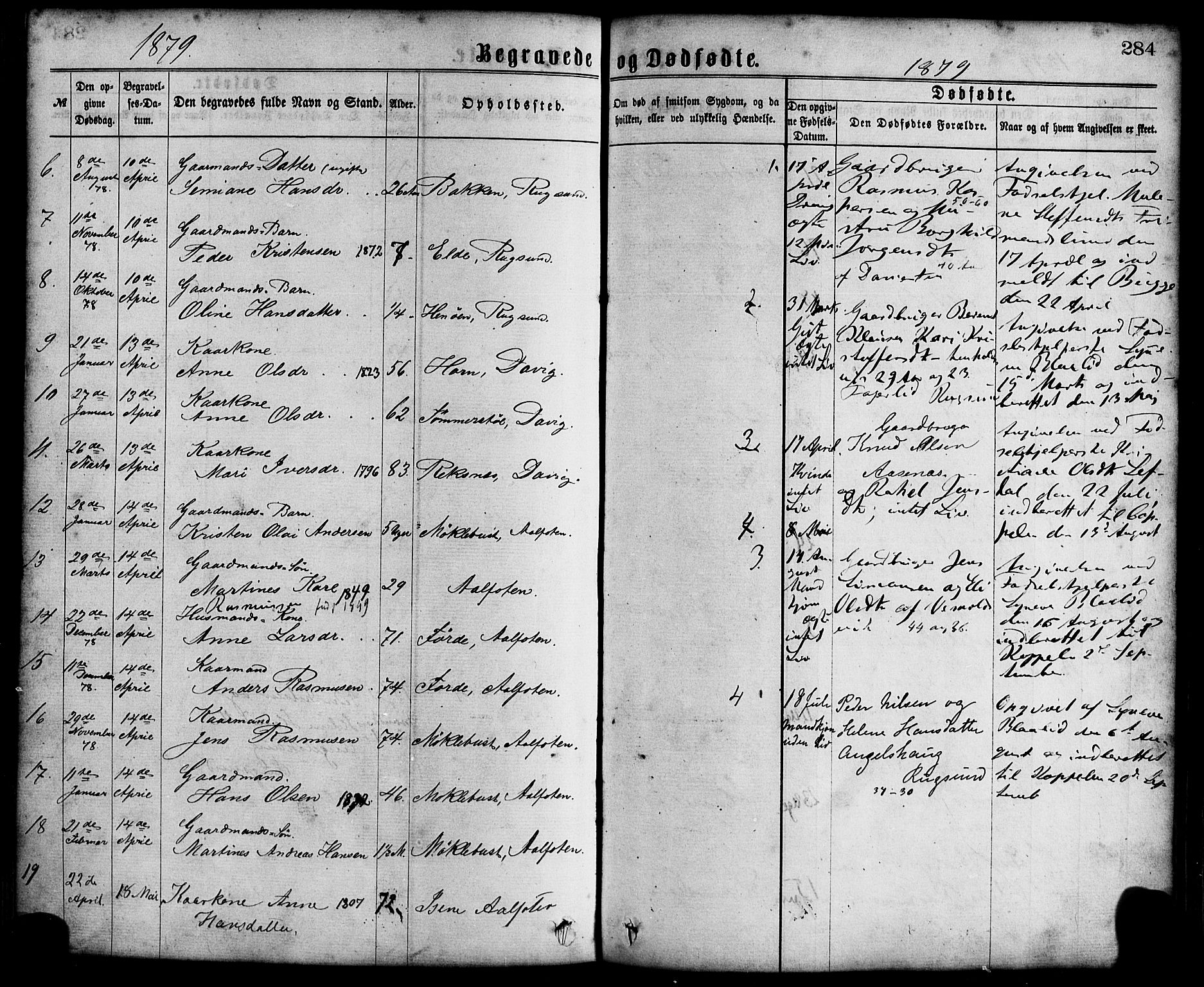 Davik sokneprestembete, SAB/A-79701/H/Haa/Haaa/L0006: Parish register (official) no. A 6, 1867-1881, p. 284