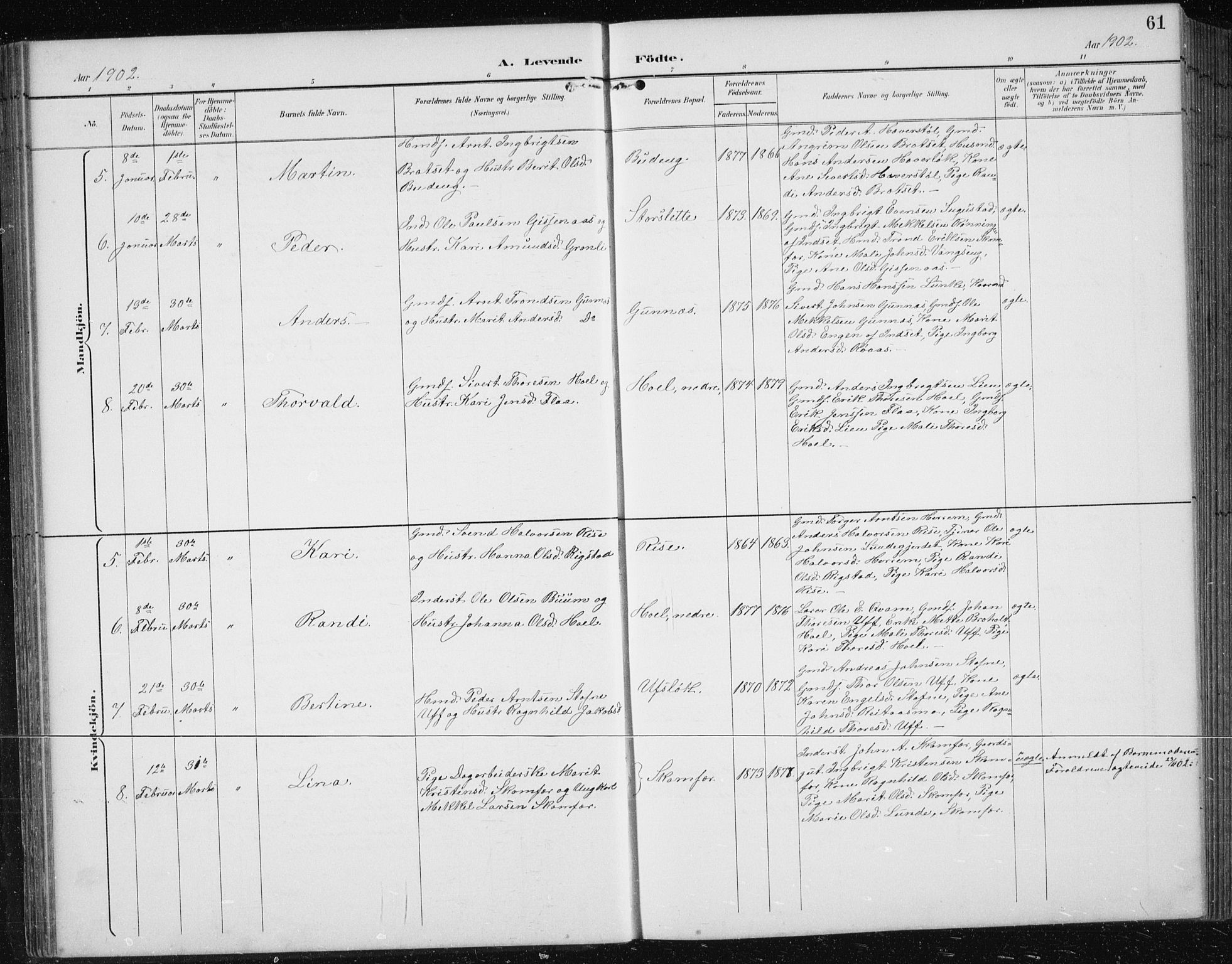 Ministerialprotokoller, klokkerbøker og fødselsregistre - Sør-Trøndelag, AV/SAT-A-1456/674/L0876: Parish register (copy) no. 674C03, 1892-1912, p. 61