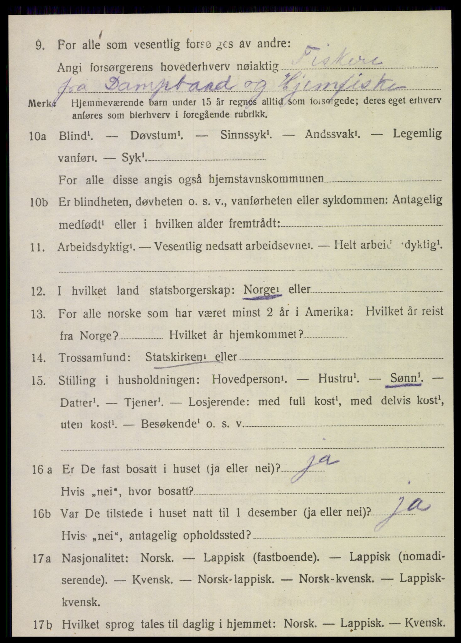 SAT, 1920 census for Nordvik, 1920, p. 1047