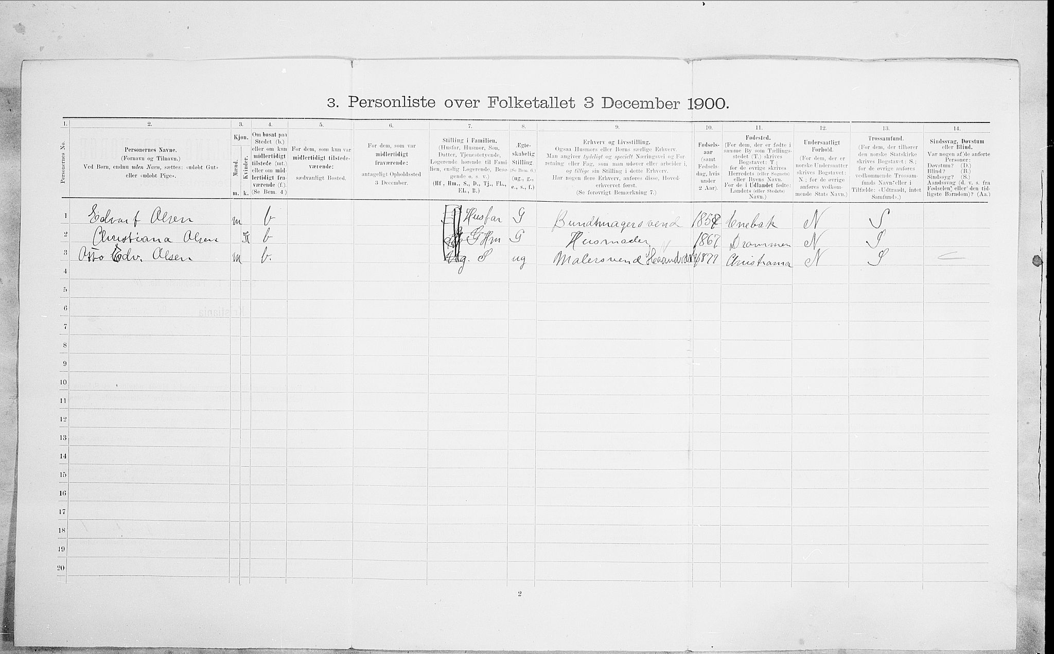 SAO, 1900 census for Kristiania, 1900, p. 92696