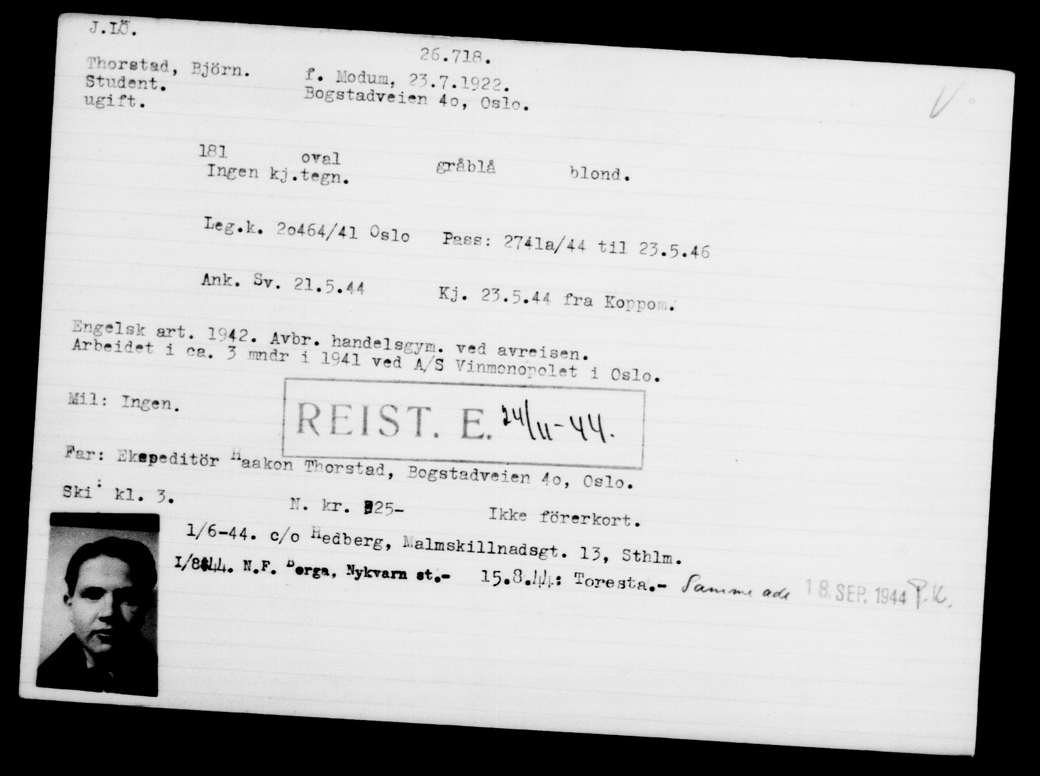 Den Kgl. Norske Legasjons Flyktningskontor, AV/RA-S-6753/V/Va/L0011: Kjesäterkartoteket.  Flyktningenr. 25300-28349, 1940-1945, p. 1491