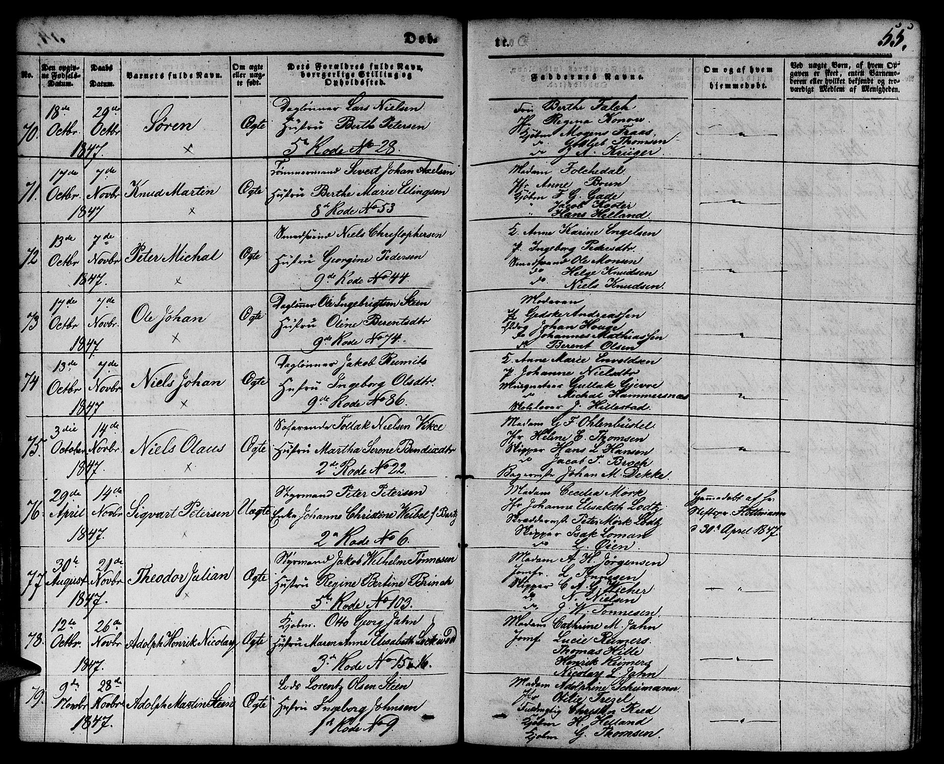 Nykirken Sokneprestembete, AV/SAB-A-77101/H/Hab: Parish register (copy) no. B 1, 1842-1858, p. 55