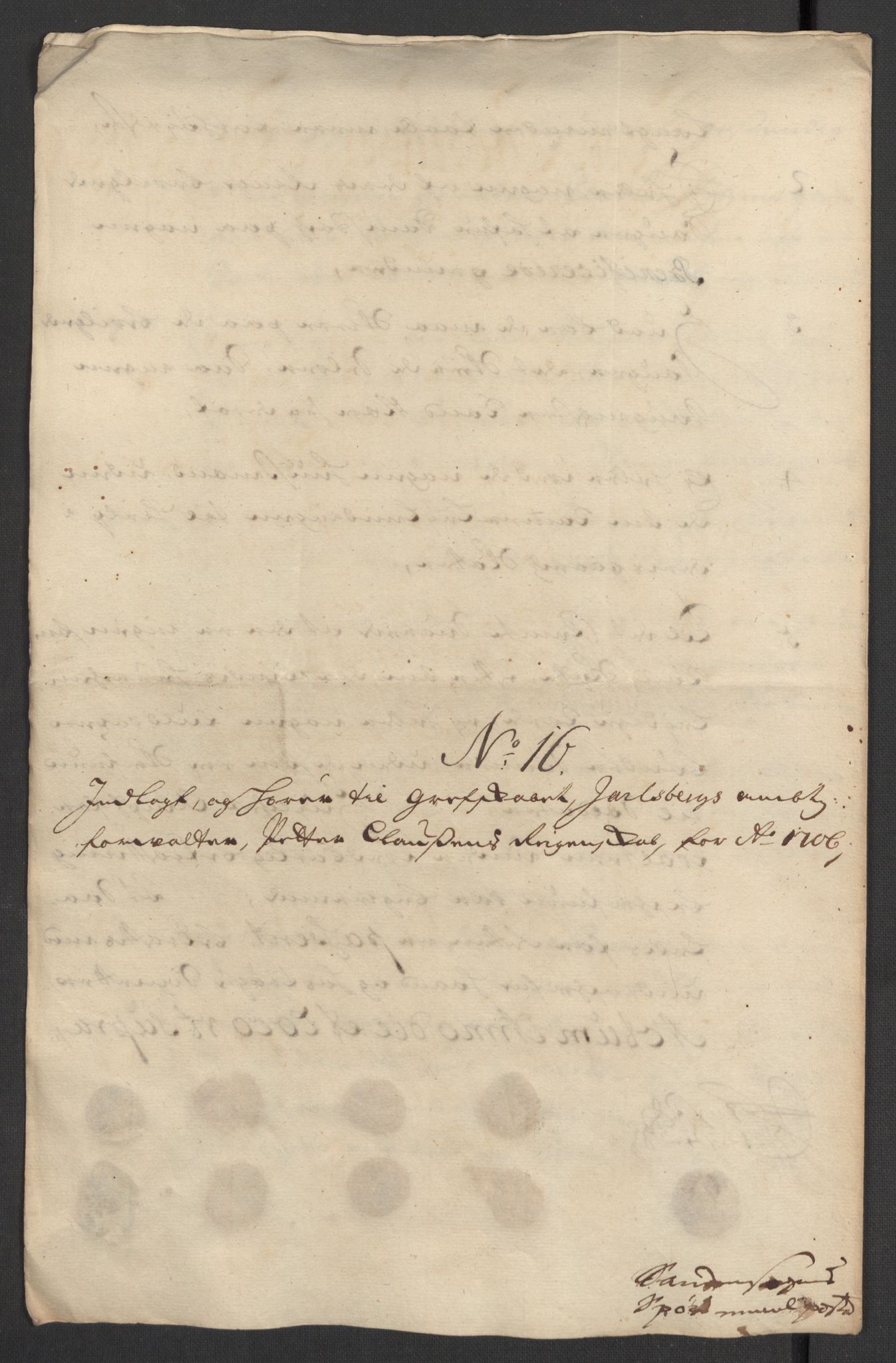 Rentekammeret inntil 1814, Reviderte regnskaper, Fogderegnskap, AV/RA-EA-4092/R32/L1872: Fogderegnskap Jarlsberg grevskap, 1706-1707, p. 161