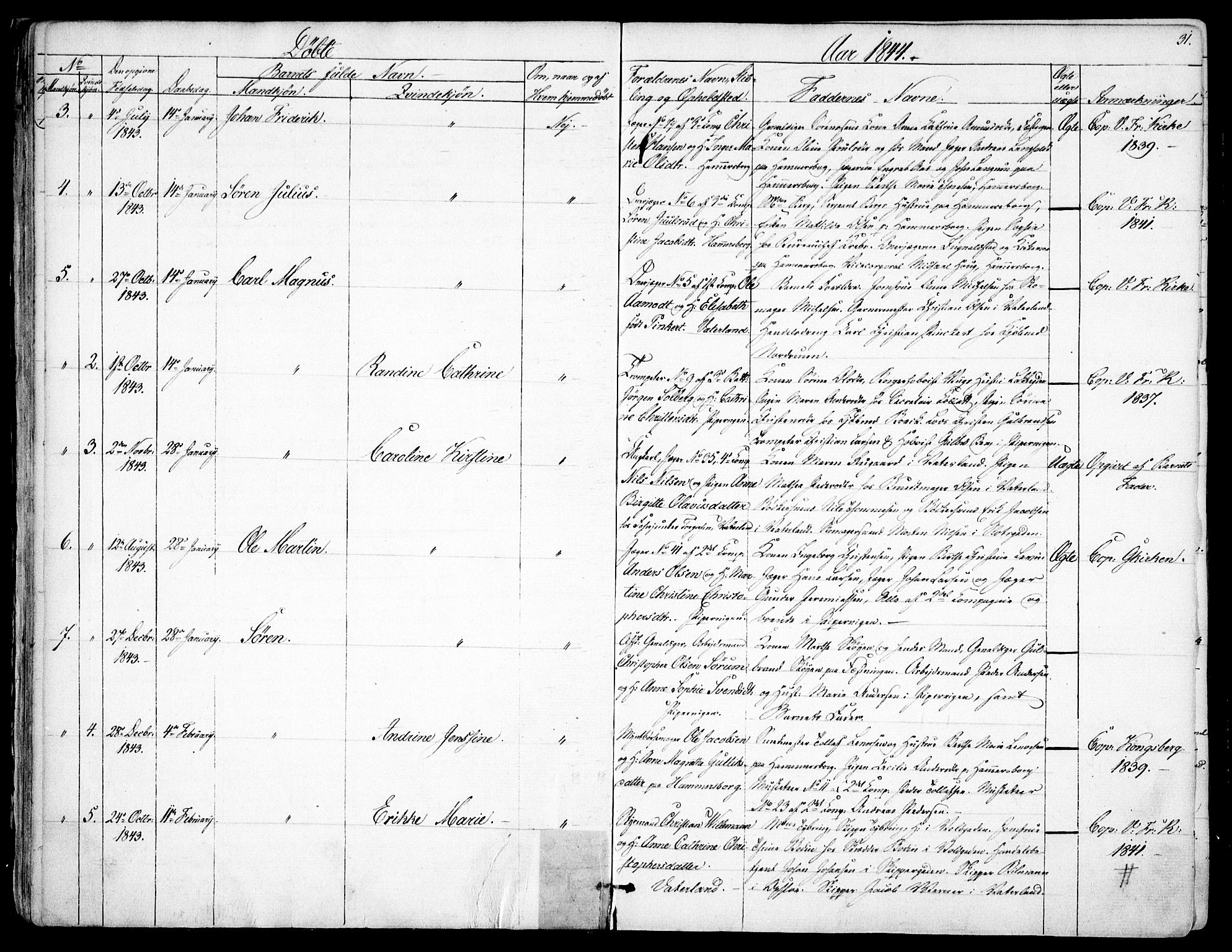 Garnisonsmenigheten Kirkebøker, SAO/A-10846/F/Fa/L0008: Parish register (official) no. 8, 1842-1859, p. 31