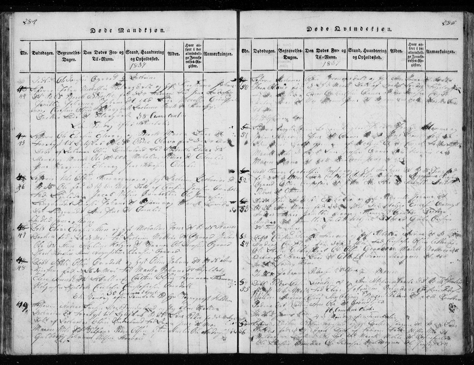 Ministerialprotokoller, klokkerbøker og fødselsregistre - Nordland, AV/SAT-A-1459/827/L0412: Parish register (copy) no. 827C01, 1820-1841, p. 284-285