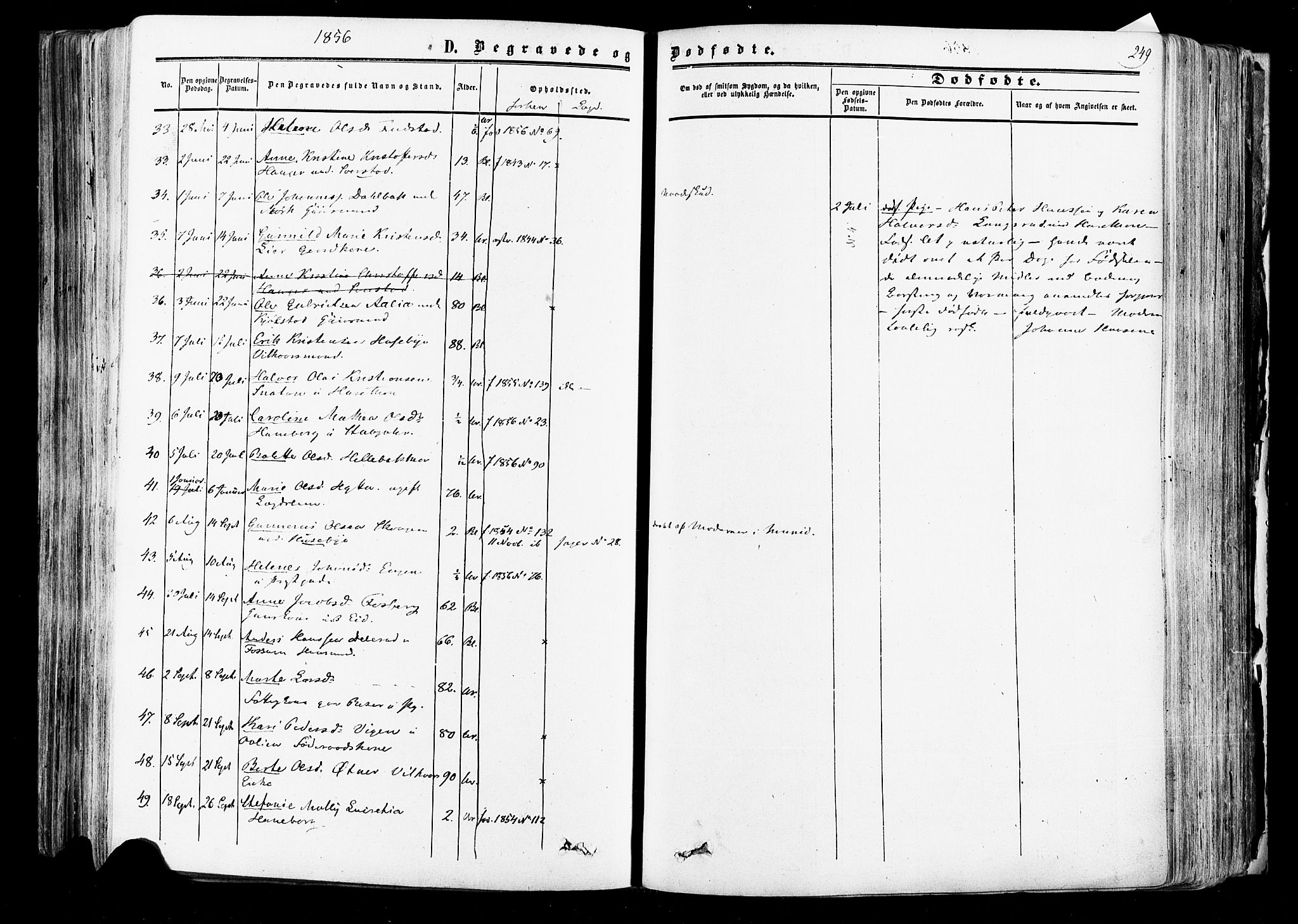 Aurskog prestekontor Kirkebøker, AV/SAO-A-10304a/F/Fa/L0007: Parish register (official) no. I 7, 1854-1877, p. 249