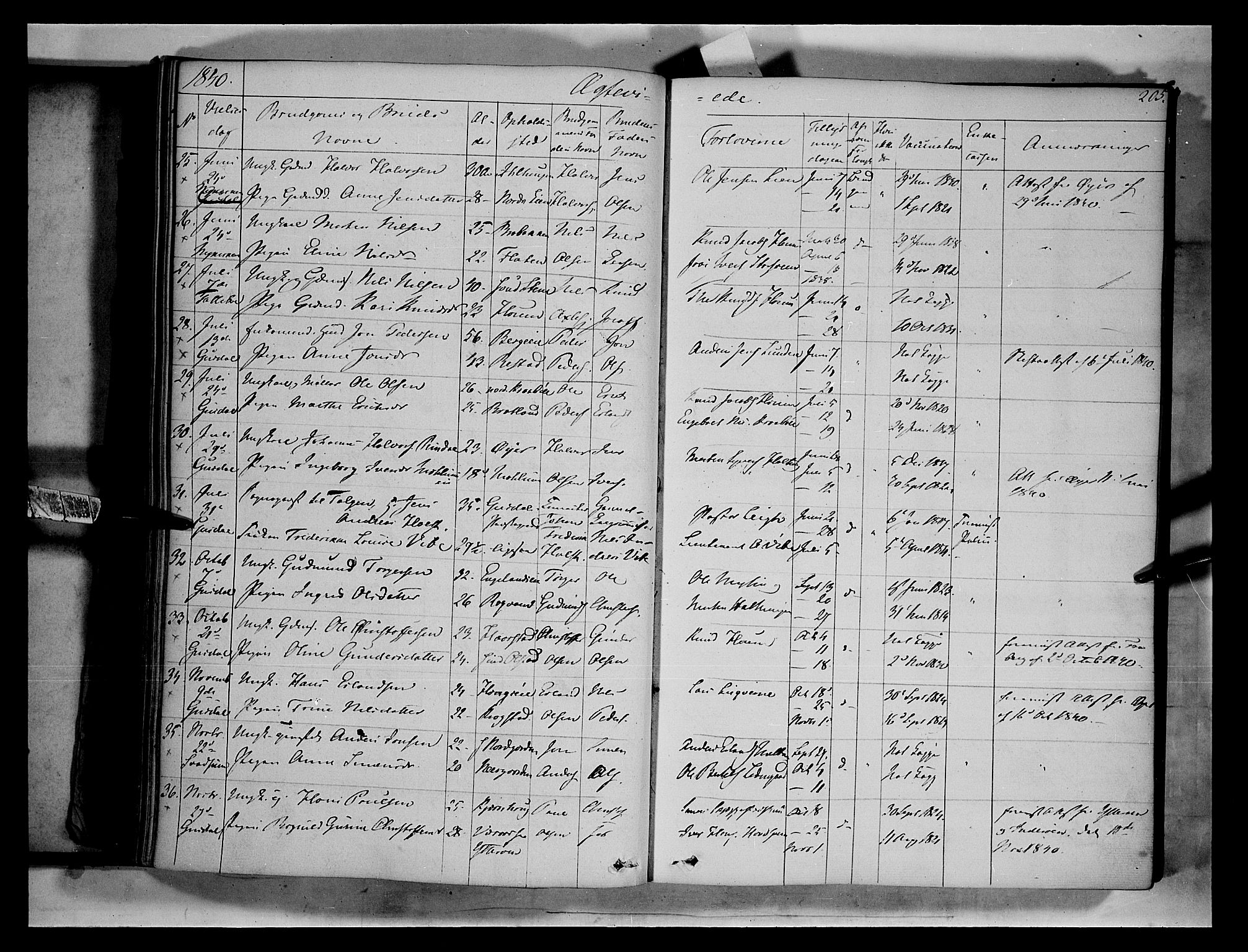 Gausdal prestekontor, SAH/PREST-090/H/Ha/Haa/L0007: Parish register (official) no. 7, 1840-1850, p. 205