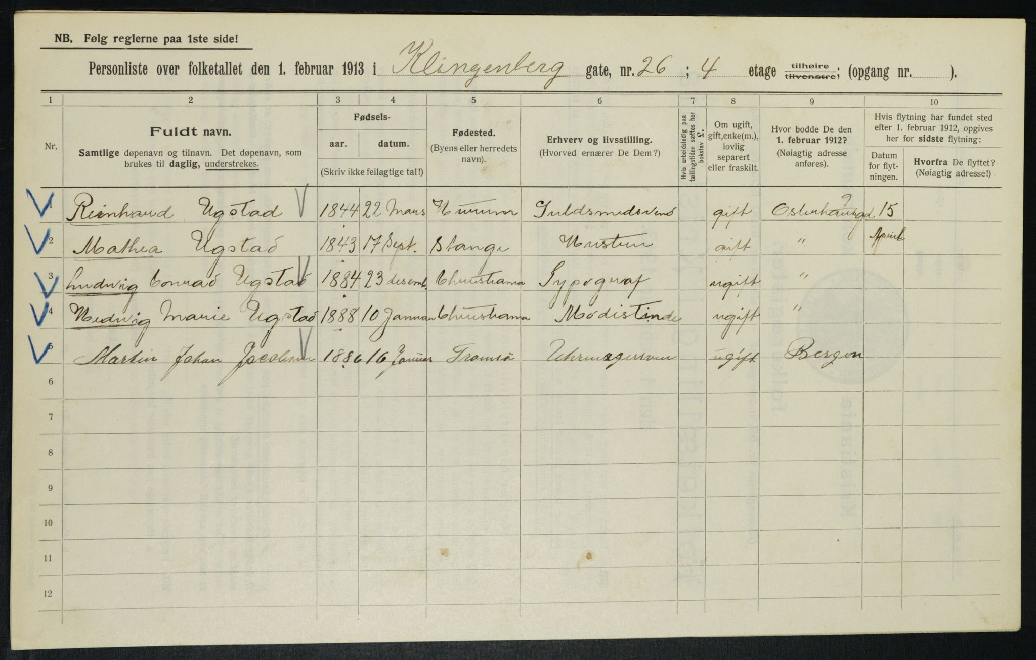 OBA, Municipal Census 1913 for Kristiania, 1913, p. 51782