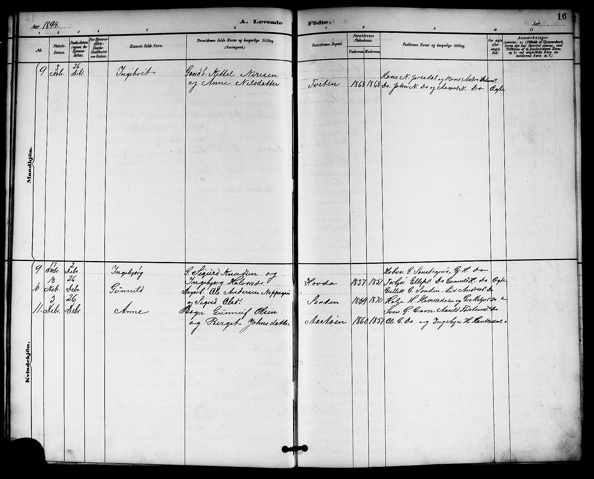 Gransherad kirkebøker, SAKO/A-267/G/Gb/L0003: Parish register (copy) no. II 3, 1887-1921, p. 16