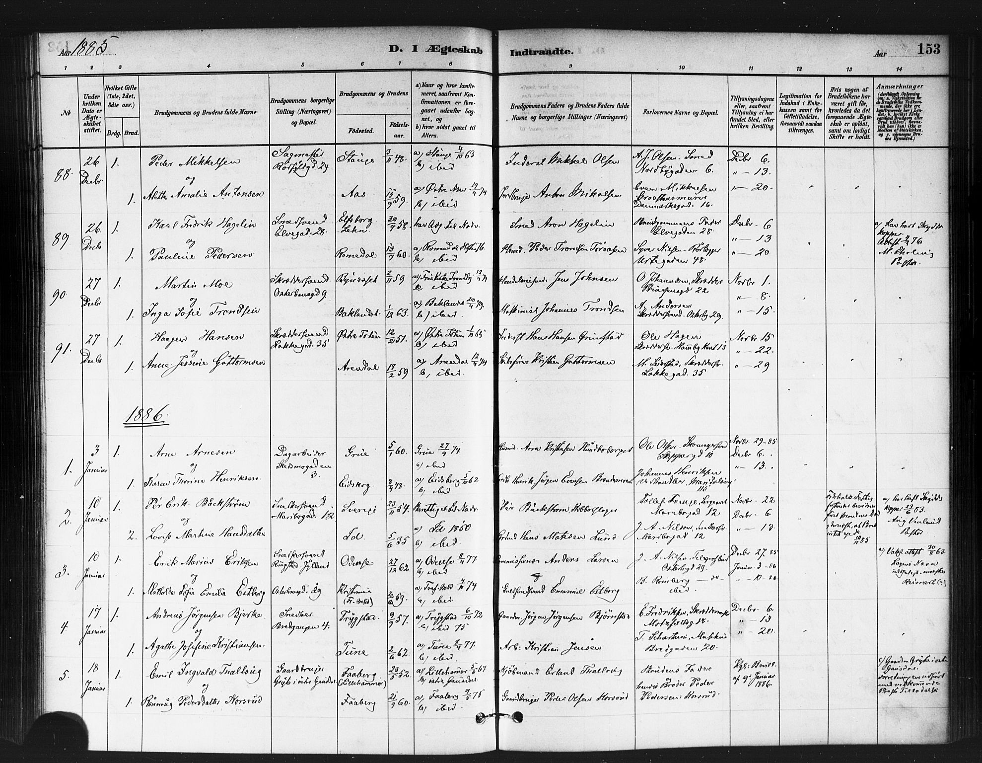 Jakob prestekontor Kirkebøker, SAO/A-10850/F/Fa/L0004: Parish register (official) no. 4, 1880-1894, p. 153