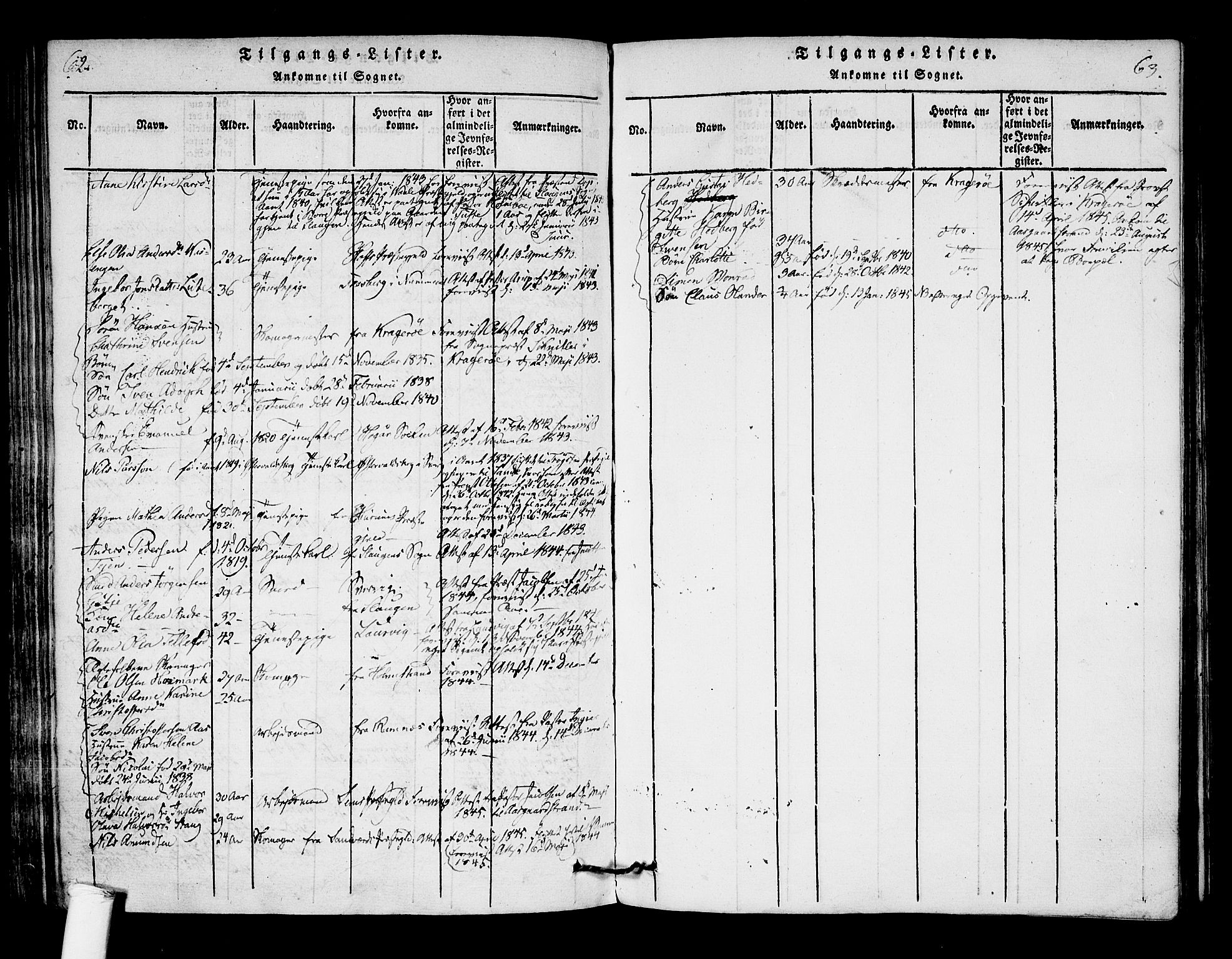 Borre kirkebøker, SAKO/A-338/F/Fa/L0004: Parish register (official) no. I 4, 1815-1845, p. 62-63